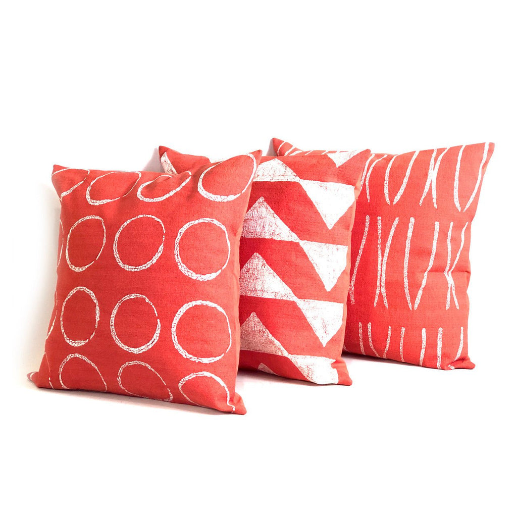 Sadza Triangles Pillow - Madagascar Coral Cover La Vie Bien Sadza Triangles Pillow - Madagascar Coral Cover
