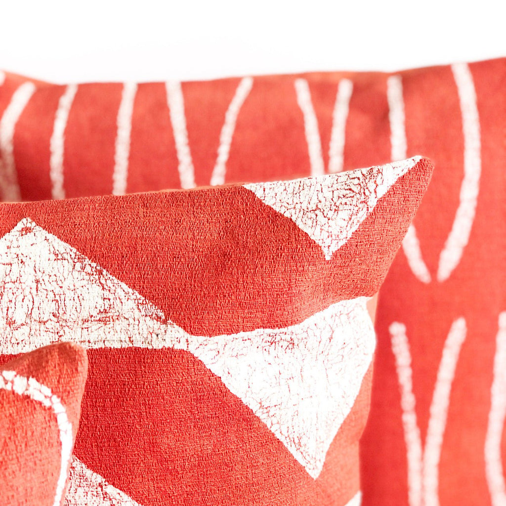 Sadza Triangles Pillow - Madagascar Coral Cover La Vie Bien Sadza Triangles Pillow - Madagascar Coral Cover