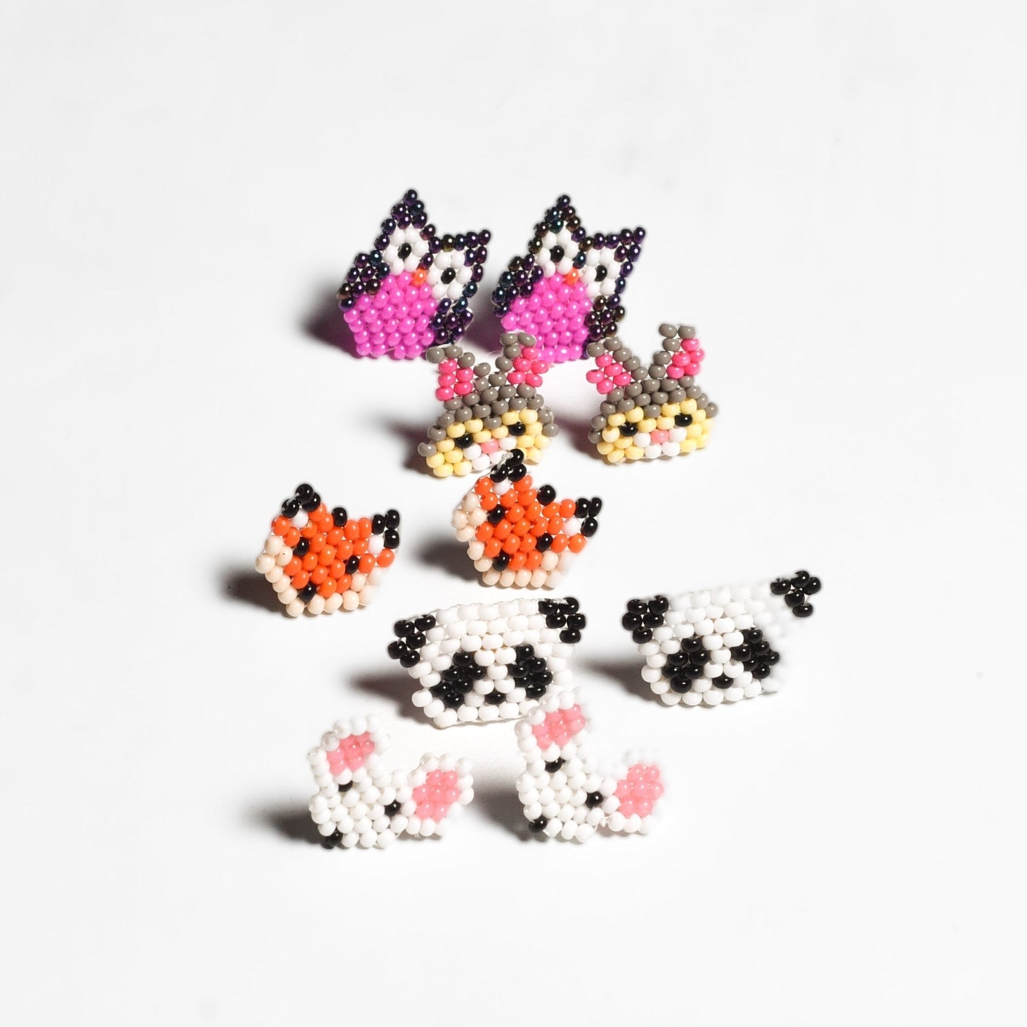 Safari Seed Bead Animal Stud Earrings - Mexico Jewelry La Vie Bien Safari Seed Bead Animal Stud Earrings - Mexico