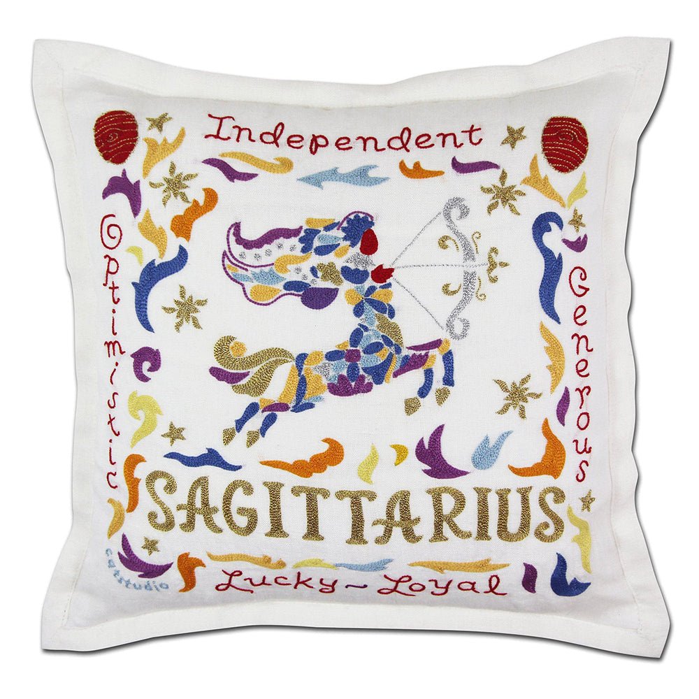 Sagittarius Astrology Hand - Embroidered Pillow by Cat Studio Pillows La Vie Bien Sagittarius Astrology Hand - Embroidered Pillow by Cat Studio