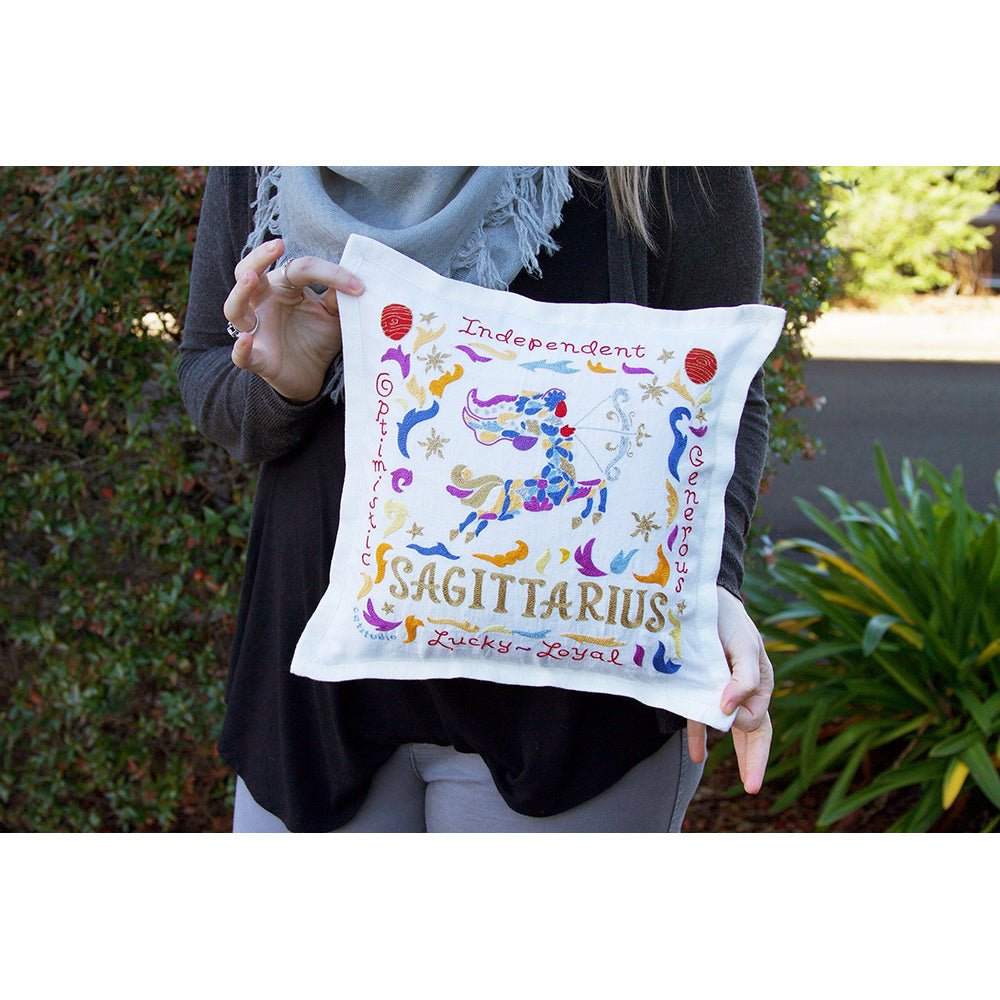 Sagittarius Astrology Hand - Embroidered Pillow by Cat Studio Pillows La Vie Bien Sagittarius Astrology Hand - Embroidered Pillow by Cat Studio