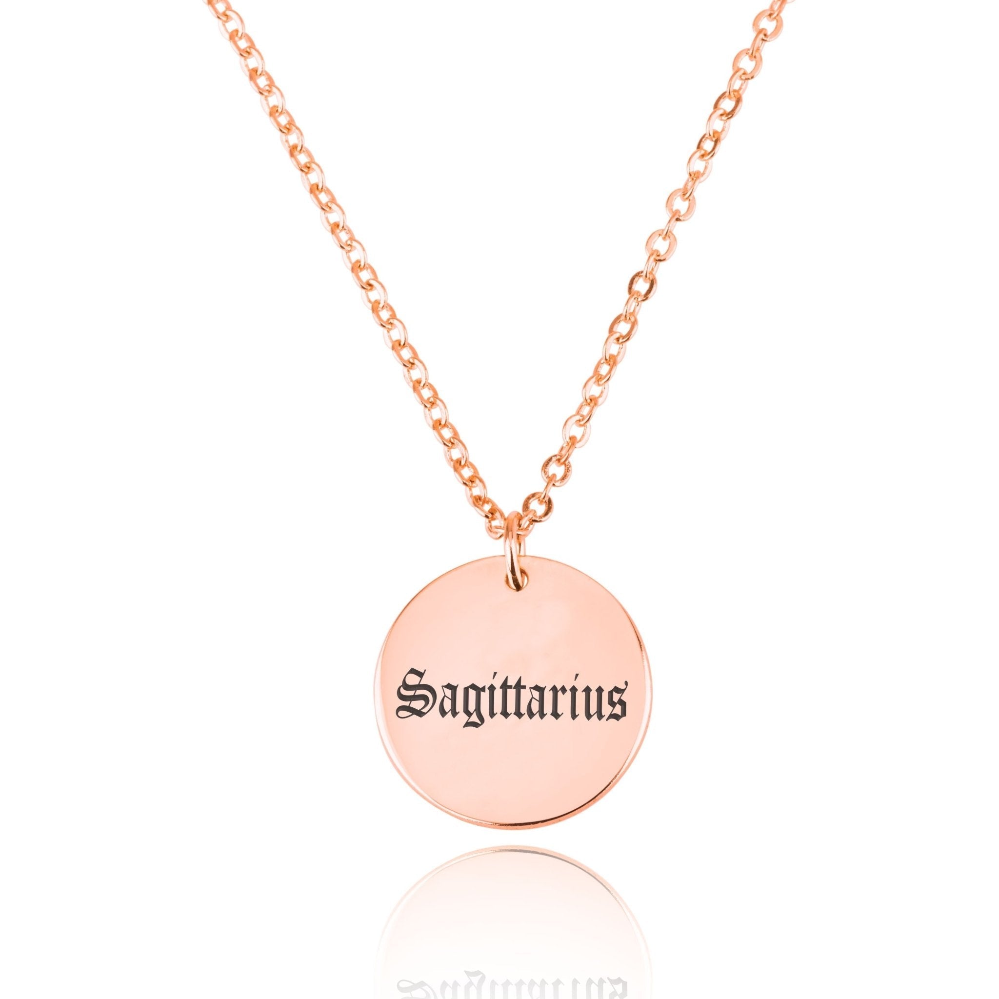 Sagittarius Script Disk Necklace La Vie Bien Sagittarius Script Disk Necklace