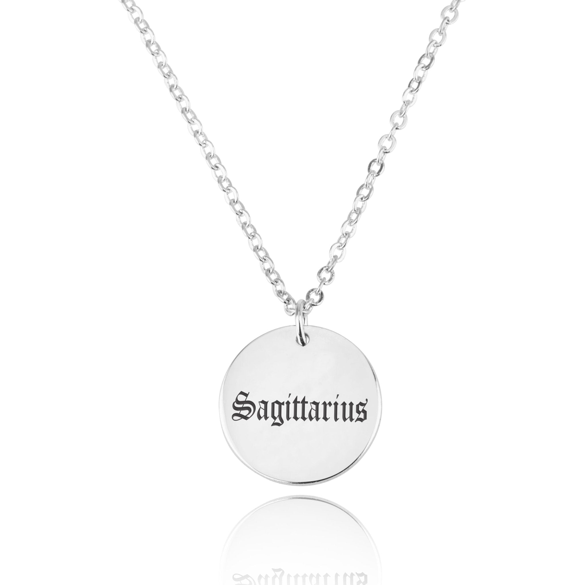 Sagittarius Script Disk Necklace La Vie Bien Sagittarius Script Disk Necklace