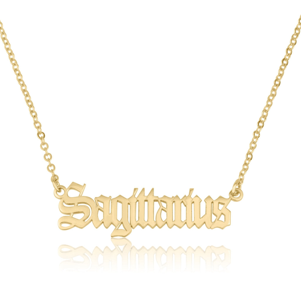 Sagittarius Script Necklace La Vie Bien Sagittarius Script Necklace