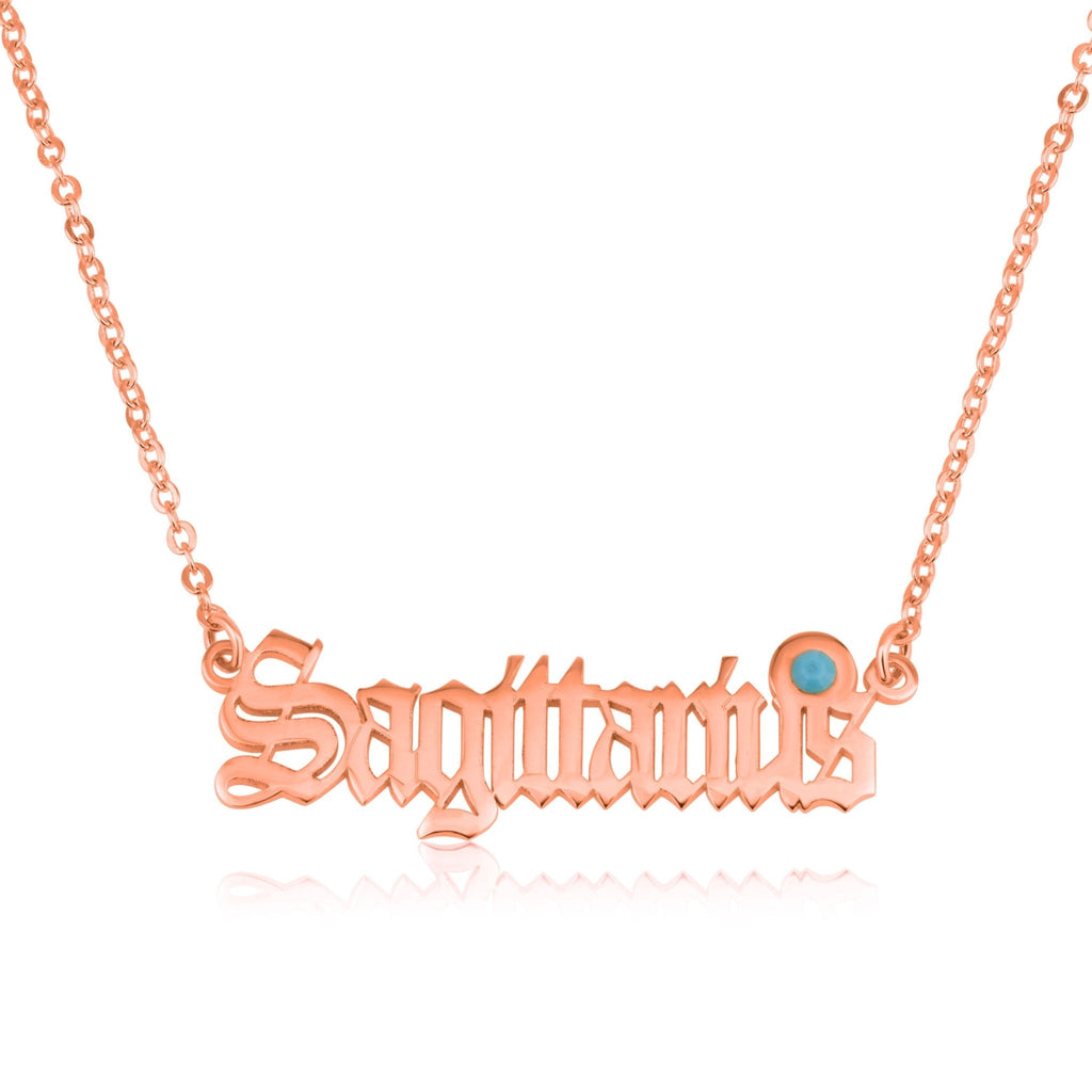 Sagittarius Script Necklace With Swarovski Birthstone