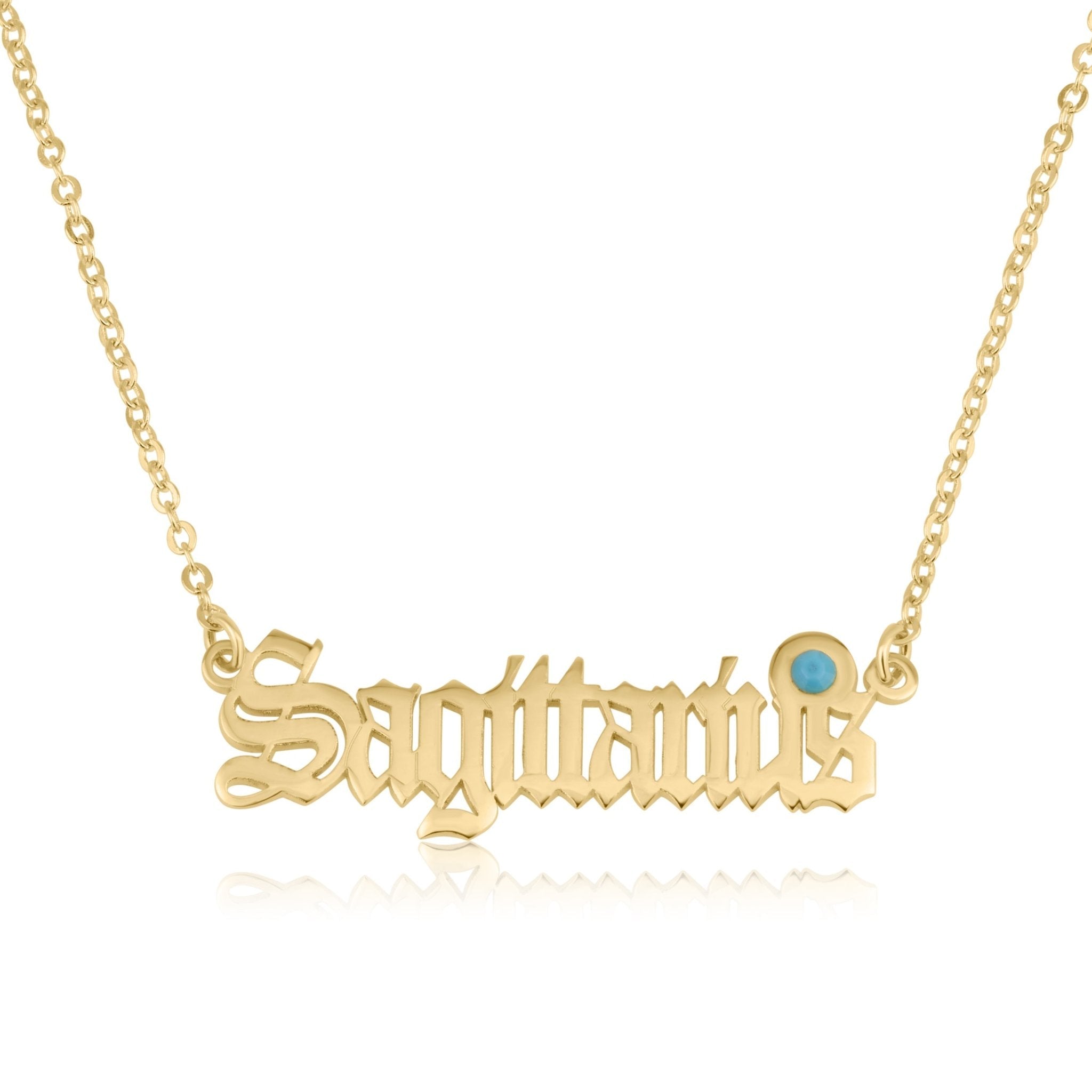 Sagittarius Script Necklace With Swarovski Birthstone La Vie Bien Sagittarius Script Necklace With Swarovski Birthstone