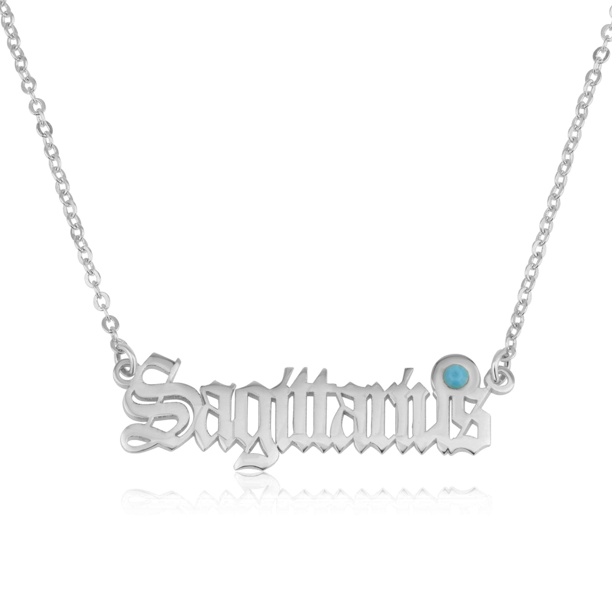 Sagittarius Script Necklace With Swarovski Birthstone La Vie Bien Sagittarius Script Necklace With Swarovski Birthstone