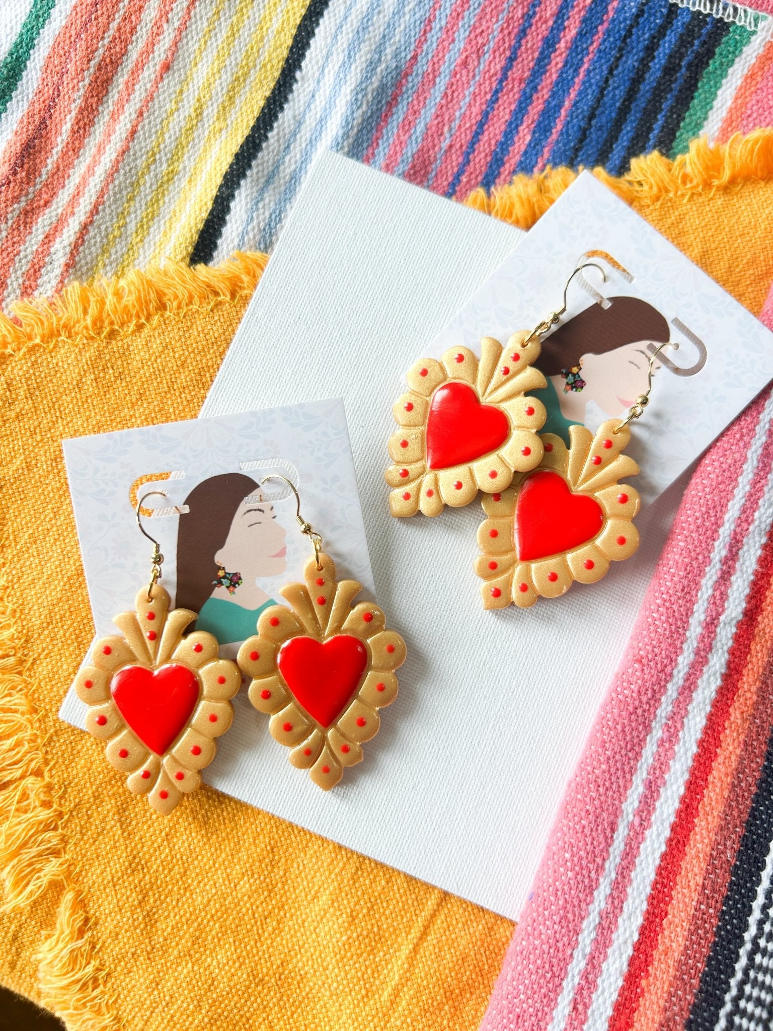 Sagrado Corazón in Red Earrings La Vie Bien Sagrado Corazón in Red