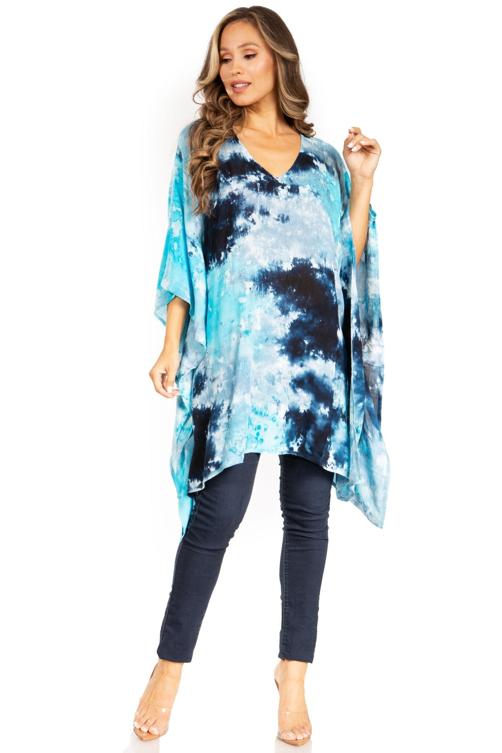 Sakkas Adalwin Second TieDye Desert Sun Circle Ponch Tunic Top Blouse W/Embroidery tops La Vie Bien Sakkas Adalwin Second TieDye Desert Sun Circle Ponch Tunic Top Blouse W/Embroidery