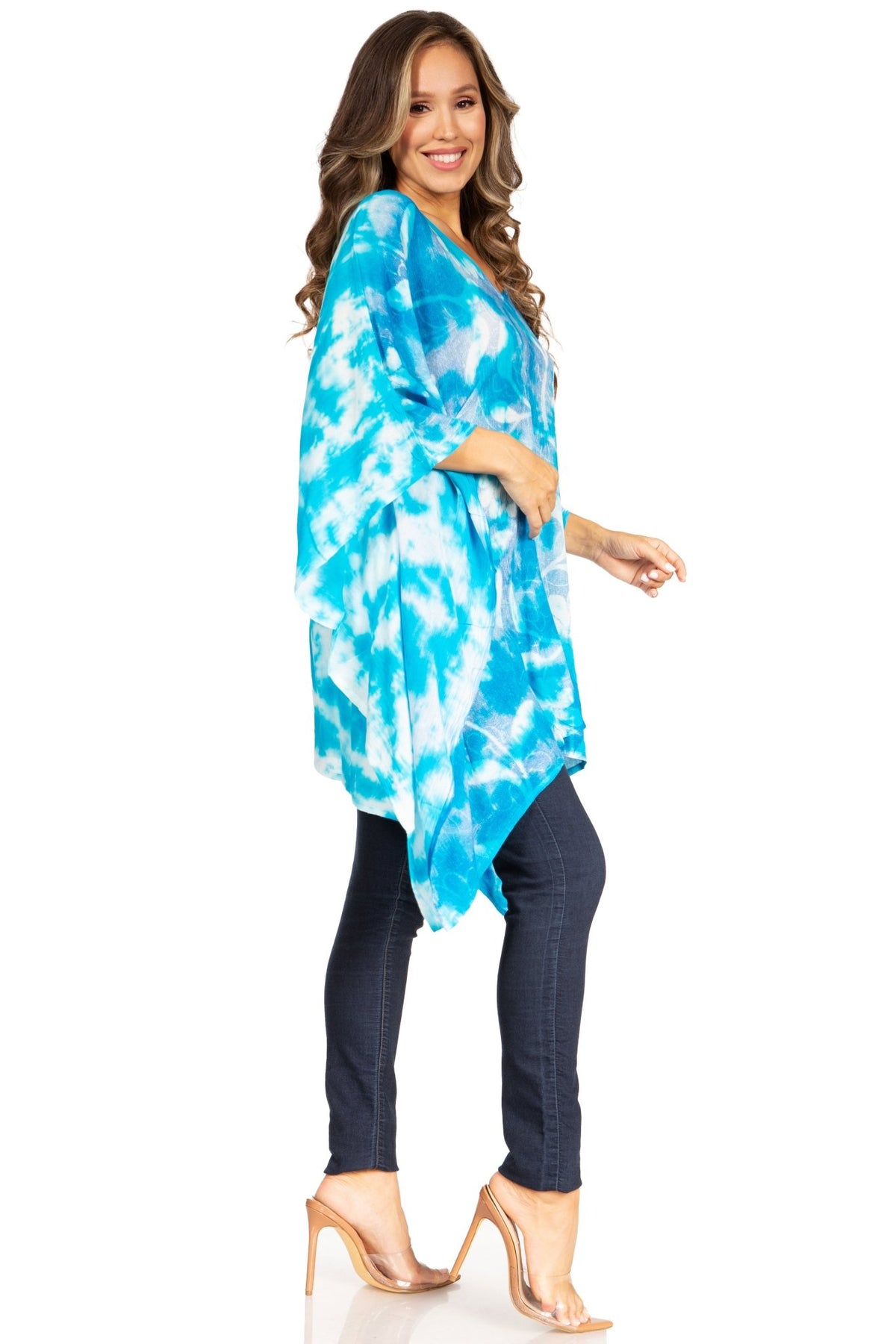 Sakkas Adalwin Second TieDye Desert Sun Circle Ponch Tunic Top Blouse W/Embroidery tops La Vie Bien Sakkas Adalwin Second TieDye Desert Sun Circle Ponch Tunic Top Blouse W/Embroidery