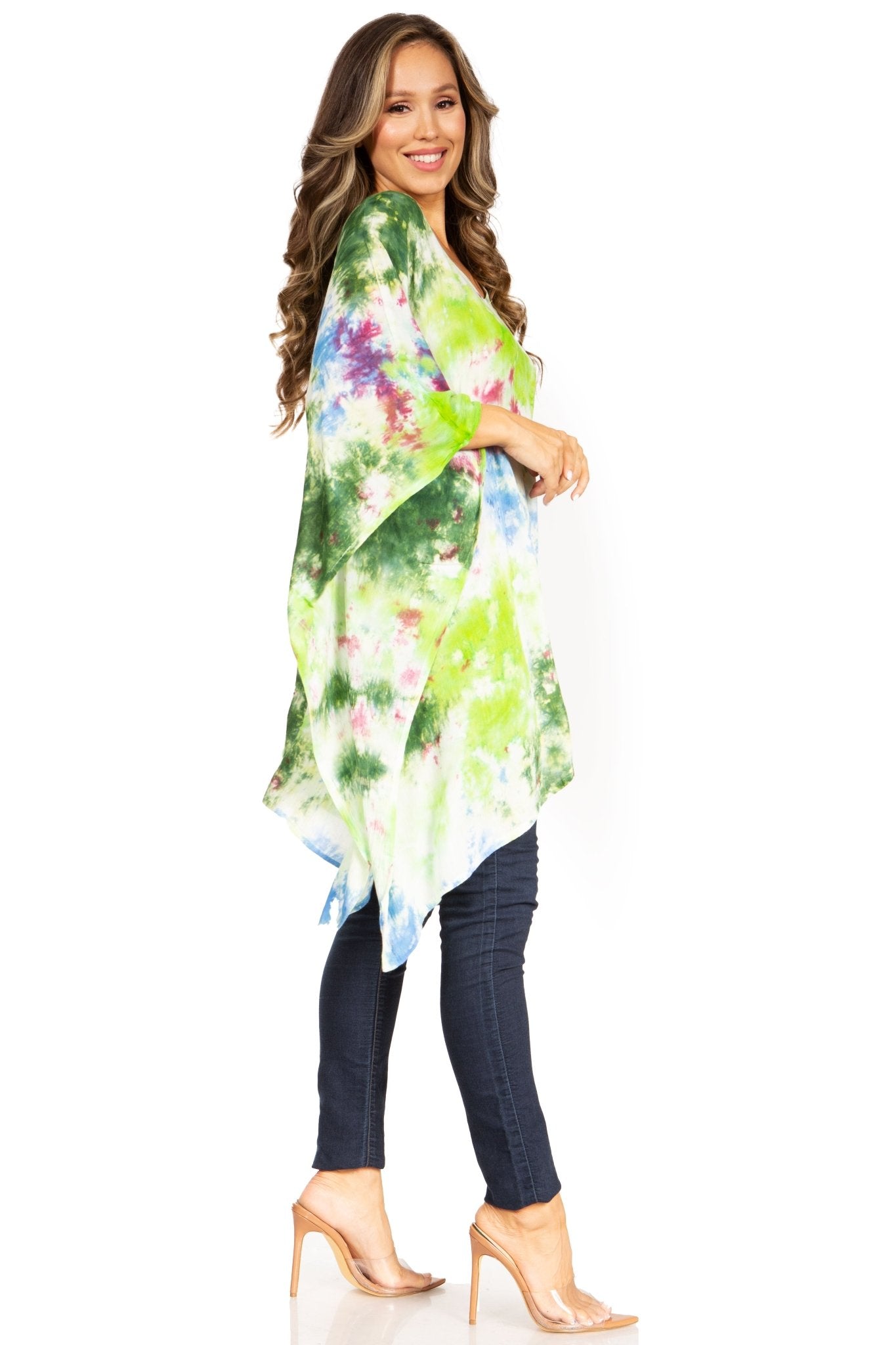 Sakkas Adalwin Second TieDye Desert Sun Circle Ponch Tunic Top Blouse W/Embroidery tops La Vie Bien Sakkas Adalwin Second TieDye Desert Sun Circle Ponch Tunic Top Blouse W/Embroidery