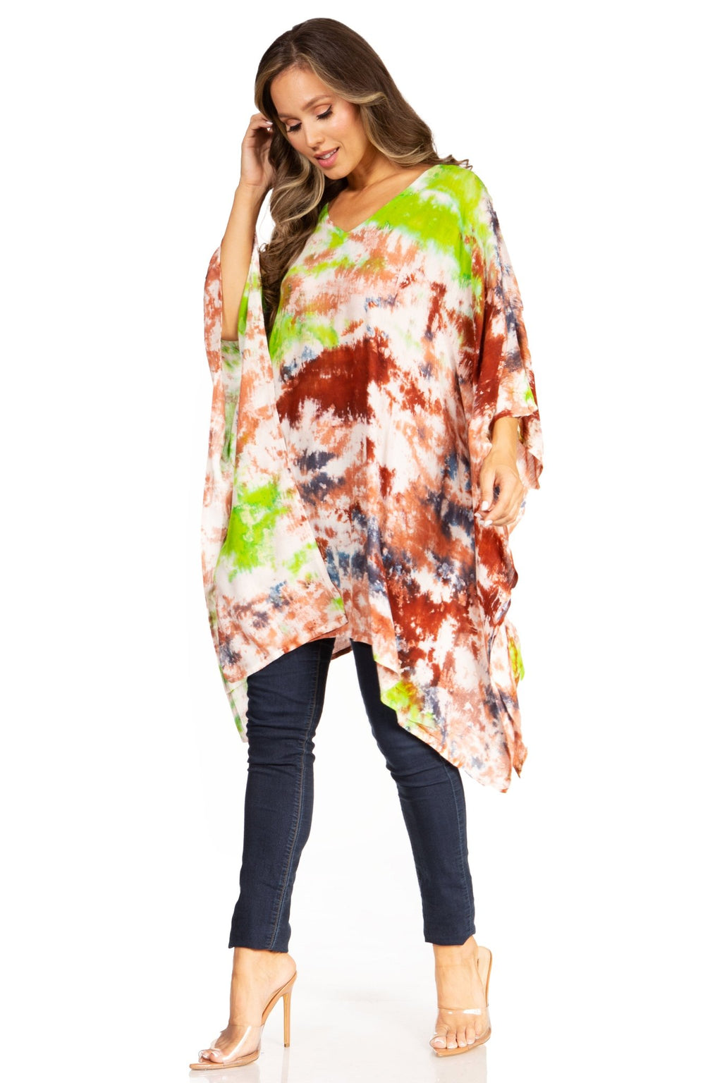 Sakkas Adalwin Second TieDye Desert Sun Circle Ponch Tunic Top Blouse W/Embroidery tops La Vie Bien Sakkas Adalwin Second TieDye Desert Sun Circle Ponch Tunic Top Blouse W/Embroidery