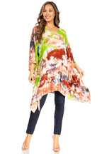 Sakkas Adalwin Second TieDye Desert Sun Circle Ponch Tunic Top Blouse W/Embroidery tops La Vie Bien Sakkas Adalwin Second TieDye Desert Sun Circle Ponch Tunic Top Blouse W/Embroidery
