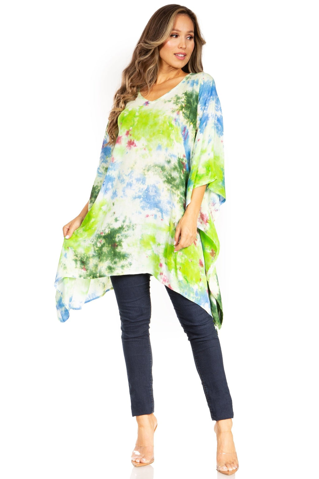 Sakkas Adalwin Second TieDye Desert Sun Circle Ponch Tunic Top Blouse W/Embroidery tops La Vie Bien Sakkas Adalwin Second TieDye Desert Sun Circle Ponch Tunic Top Blouse W/Embroidery