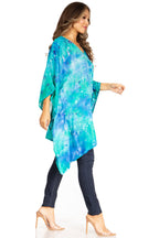 Sakkas Adalwin Second TieDye Desert Sun Circle Ponch Tunic Top Blouse W/Embroidery tops La Vie Bien Sakkas Adalwin Second TieDye Desert Sun Circle Ponch Tunic Top Blouse W/Embroidery