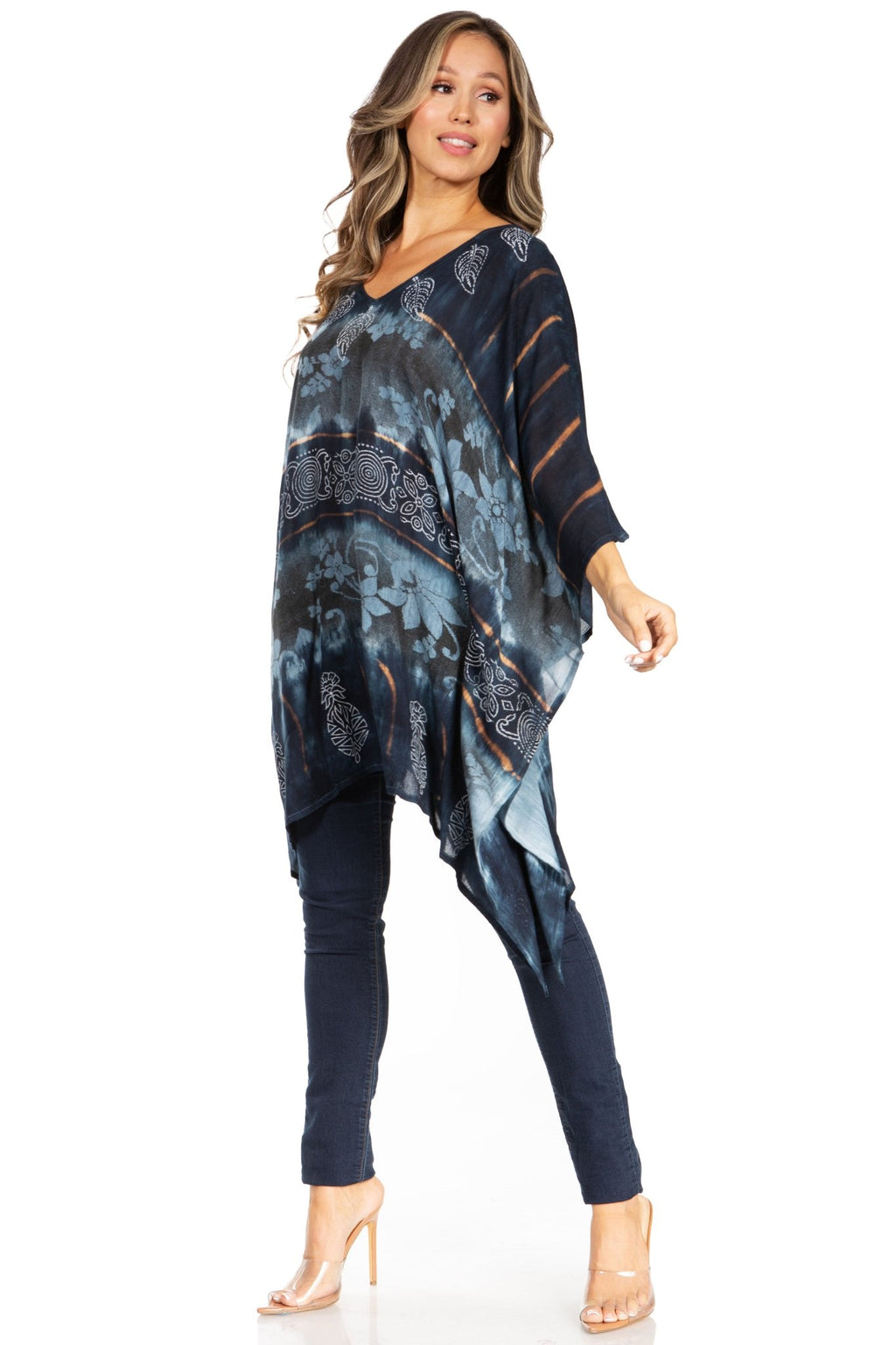 Sakkas Adalwin Second TieDye Desert Sun Circle Ponch Tunic Top Blouse W/Embroidery tops La Vie Bien Sakkas Adalwin Second TieDye Desert Sun Circle Ponch Tunic Top Blouse W/Embroidery