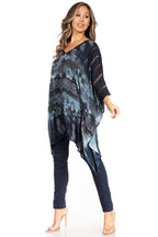 Sakkas Adalwin Second TieDye Desert Sun Circle Ponch Tunic Top Blouse W/Embroidery tops La Vie Bien Sakkas Adalwin Second TieDye Desert Sun Circle Ponch Tunic Top Blouse W/Embroidery