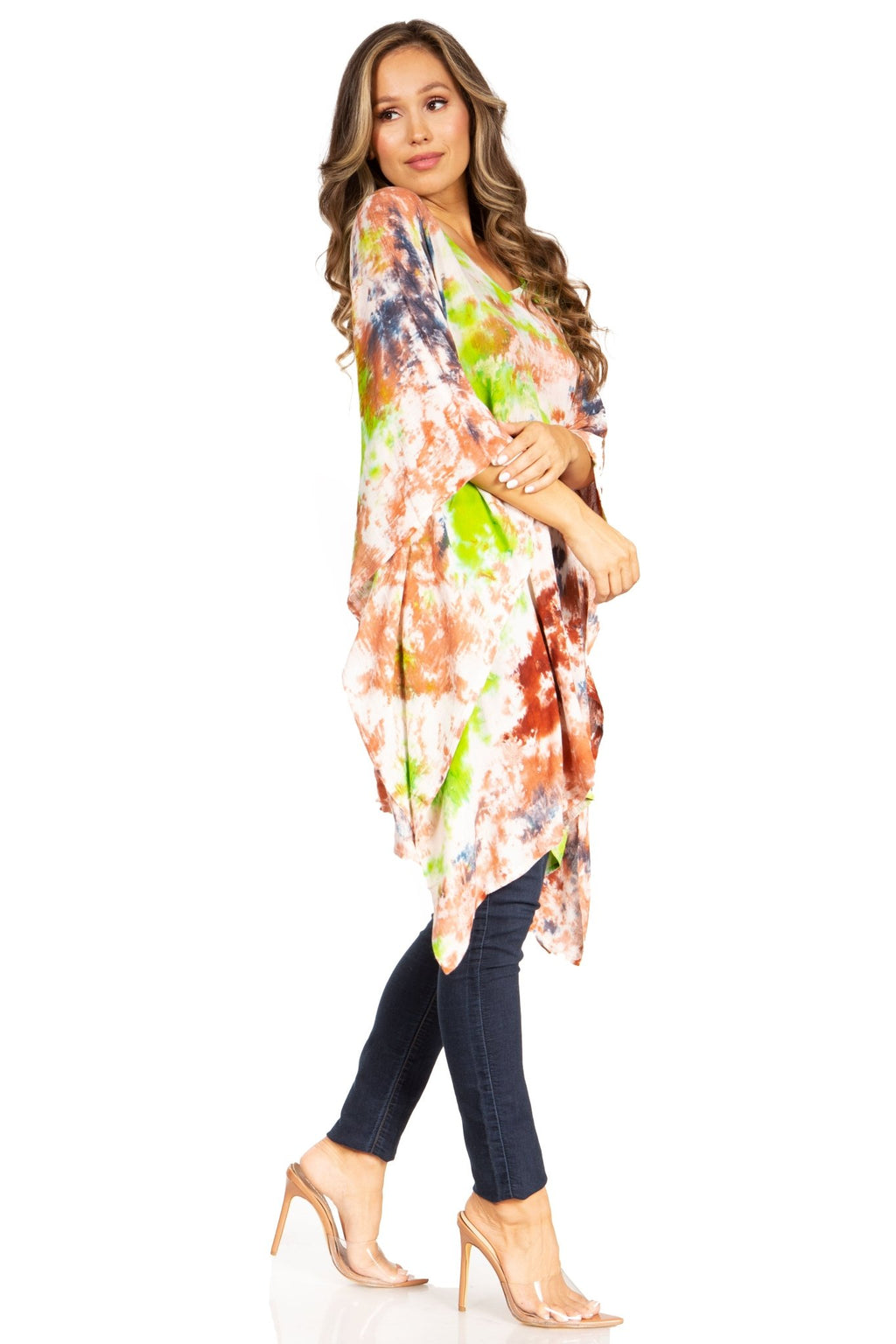 Sakkas Adalwin Second TieDye Desert Sun Circle Ponch Tunic Top Blouse W/Embroidery tops La Vie Bien Sakkas Adalwin Second TieDye Desert Sun Circle Ponch Tunic Top Blouse W/Embroidery