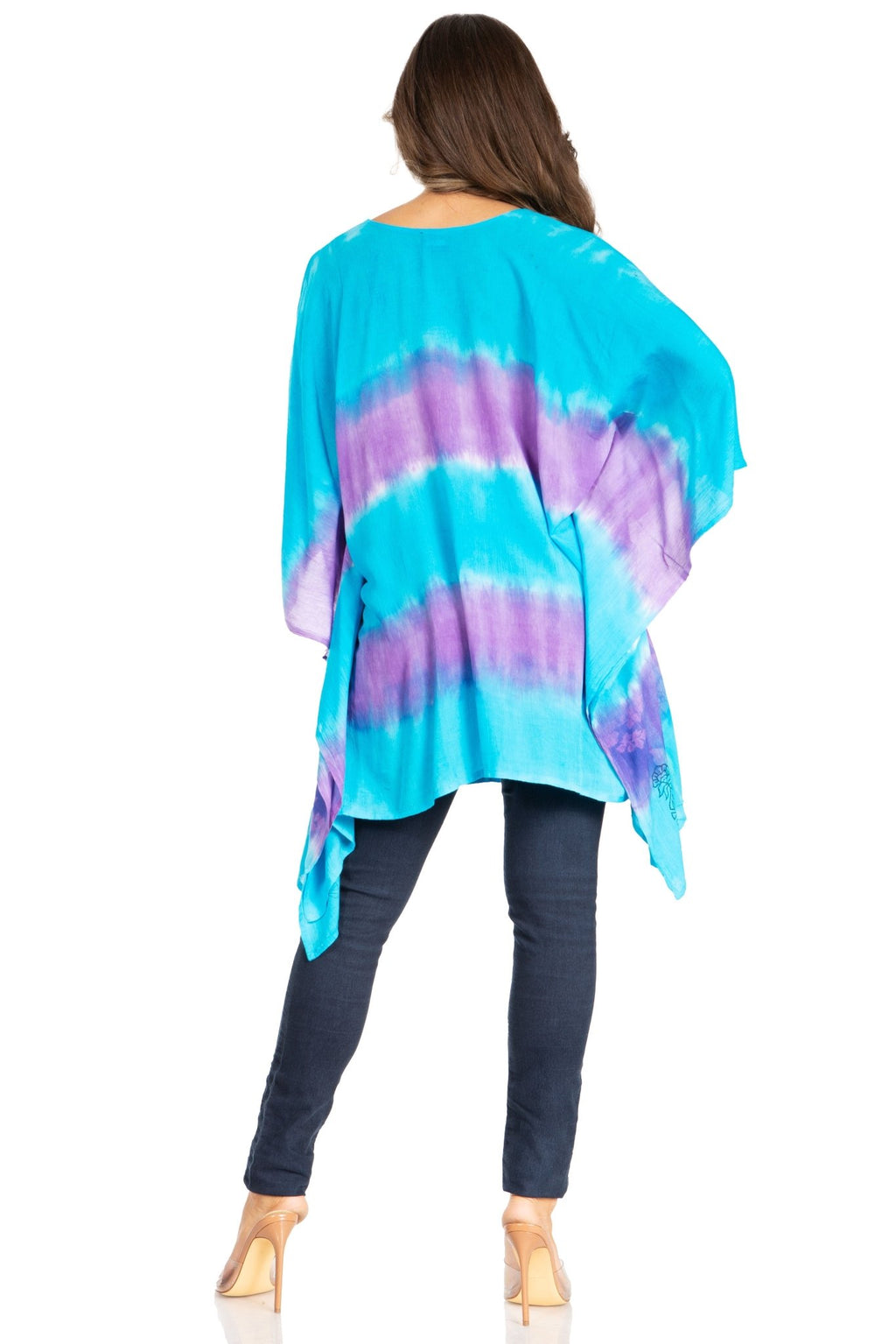 Sakkas Adalwin Second TieDye Desert Sun Circle Ponch Tunic Top Blouse W/Embroidery tops La Vie Bien Sakkas Adalwin Second TieDye Desert Sun Circle Ponch Tunic Top Blouse W/Embroidery