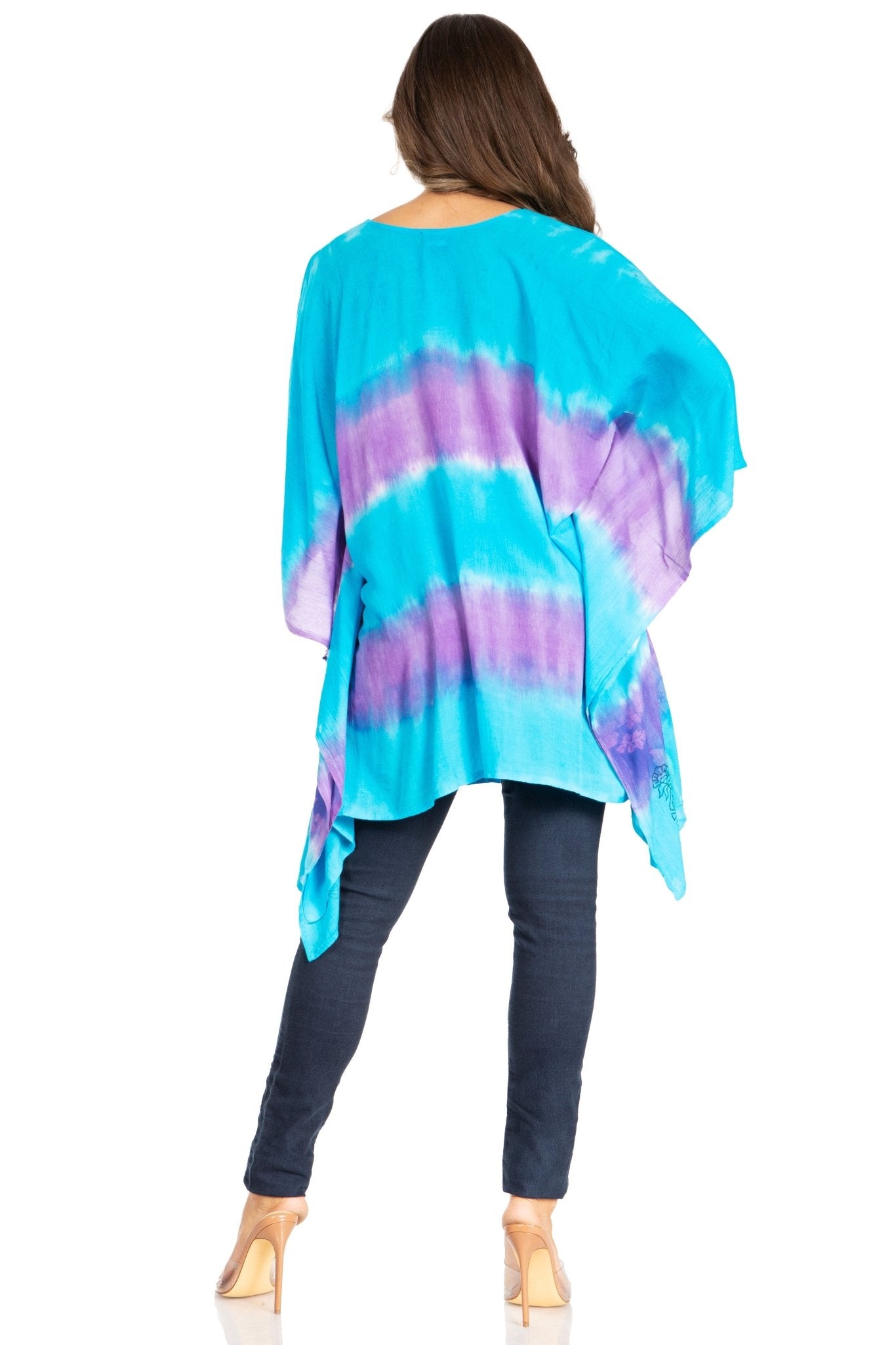 Sakkas Adalwin Second TieDye Desert Sun Circle Ponch Tunic Top Blouse W/Embroidery tops La Vie Bien Sakkas Adalwin Second TieDye Desert Sun Circle Ponch Tunic Top Blouse W/Embroidery