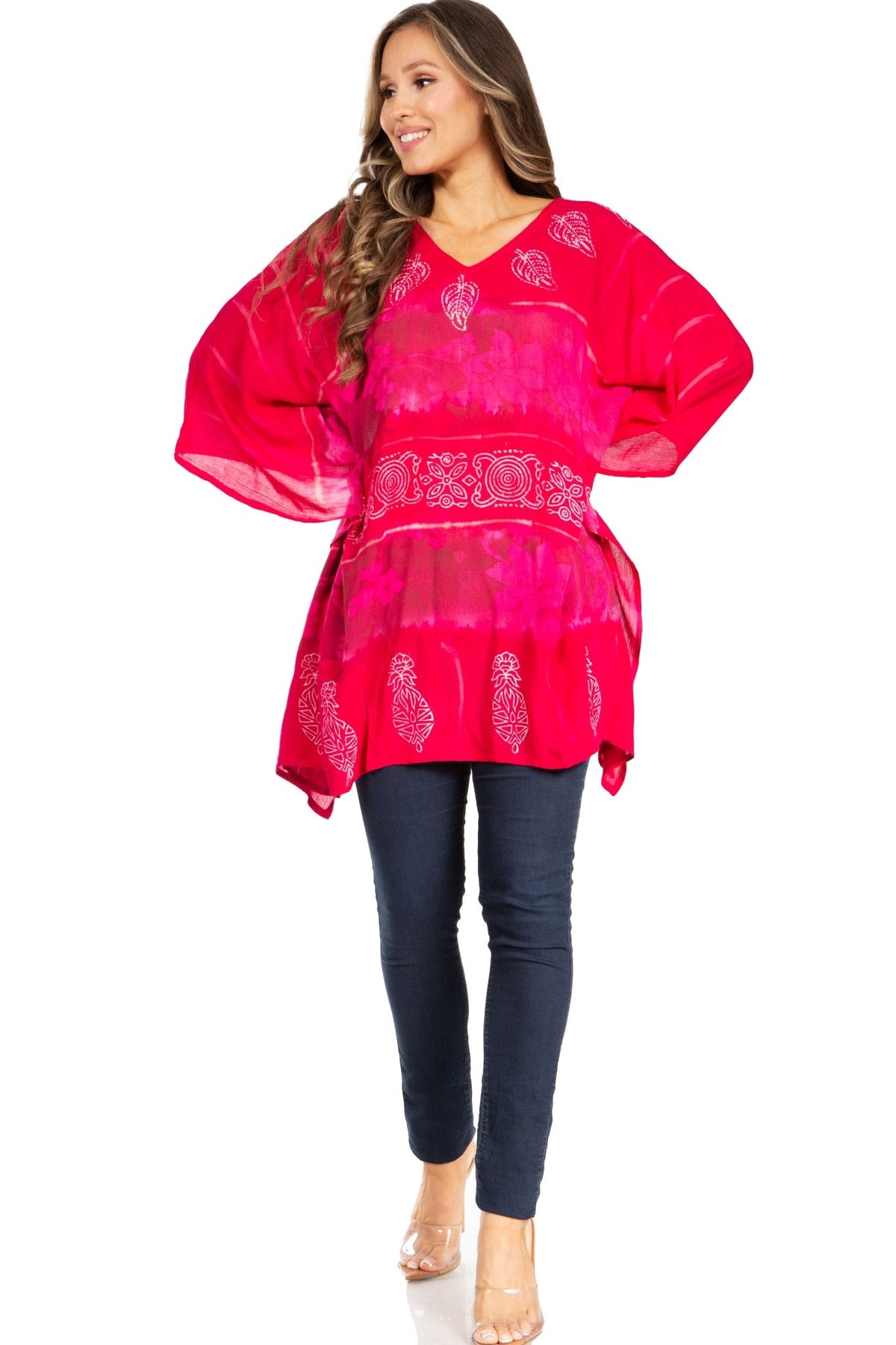 Sakkas Adalwin Second TieDye Desert Sun Circle Ponch Tunic Top Blouse W/Embroidery tops La Vie Bien Sakkas Adalwin Second TieDye Desert Sun Circle Ponch Tunic Top Blouse W/Embroidery