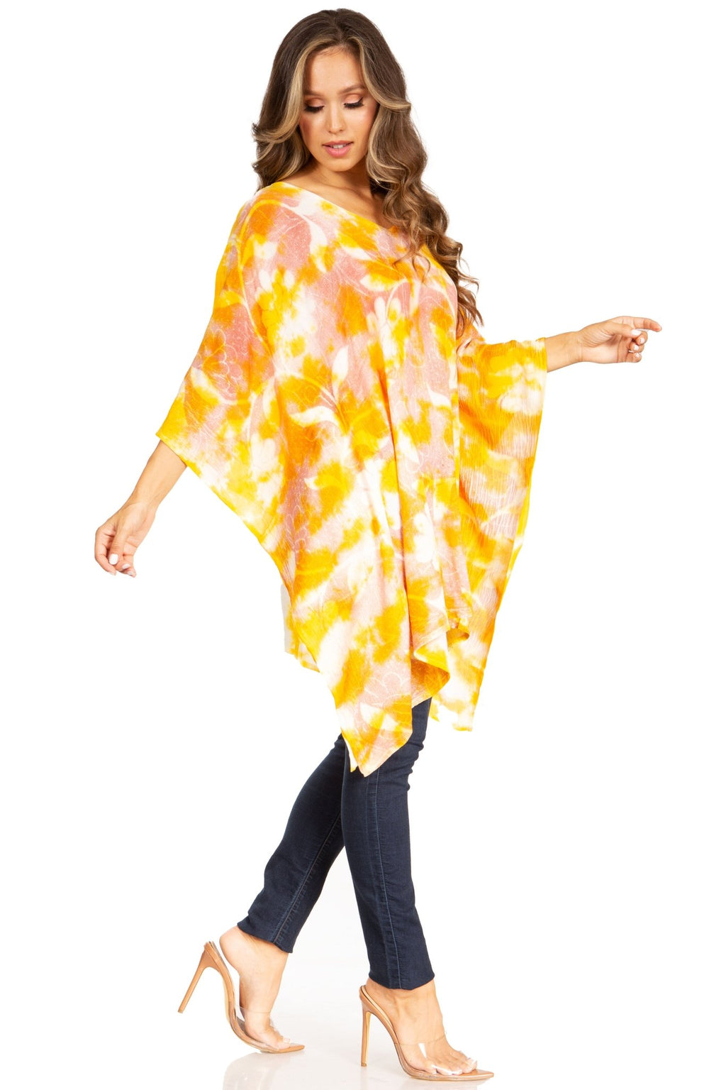 Sakkas Adalwin Second TieDye Desert Sun Circle Ponch Tunic Top Blouse W/Embroidery tops La Vie Bien Sakkas Adalwin Second TieDye Desert Sun Circle Ponch Tunic Top Blouse W/Embroidery