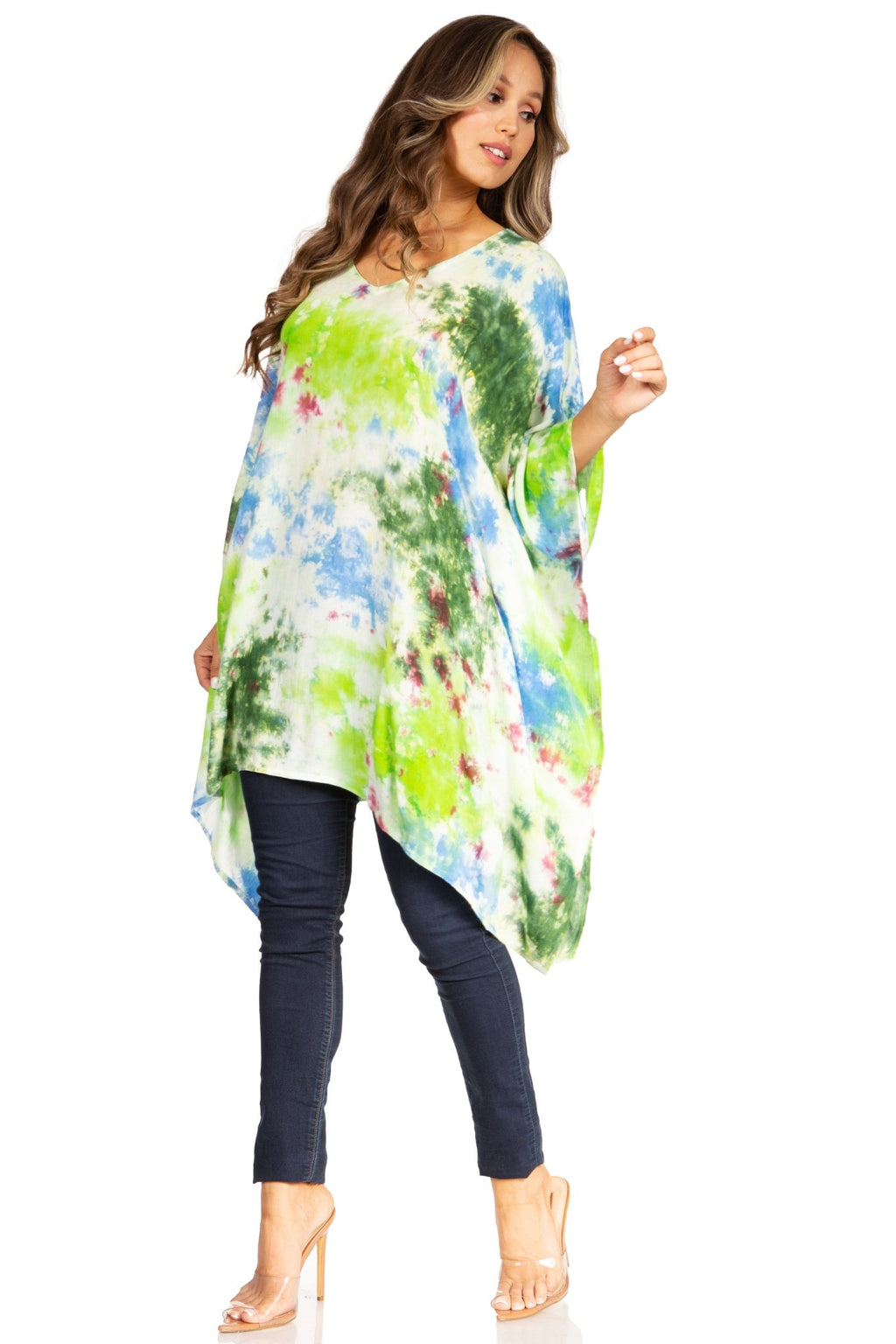 Sakkas Adalwin Second TieDye Desert Sun Circle Ponch Tunic Top Blouse W/Embroidery tops La Vie Bien Sakkas Adalwin Second TieDye Desert Sun Circle Ponch Tunic Top Blouse W/Embroidery