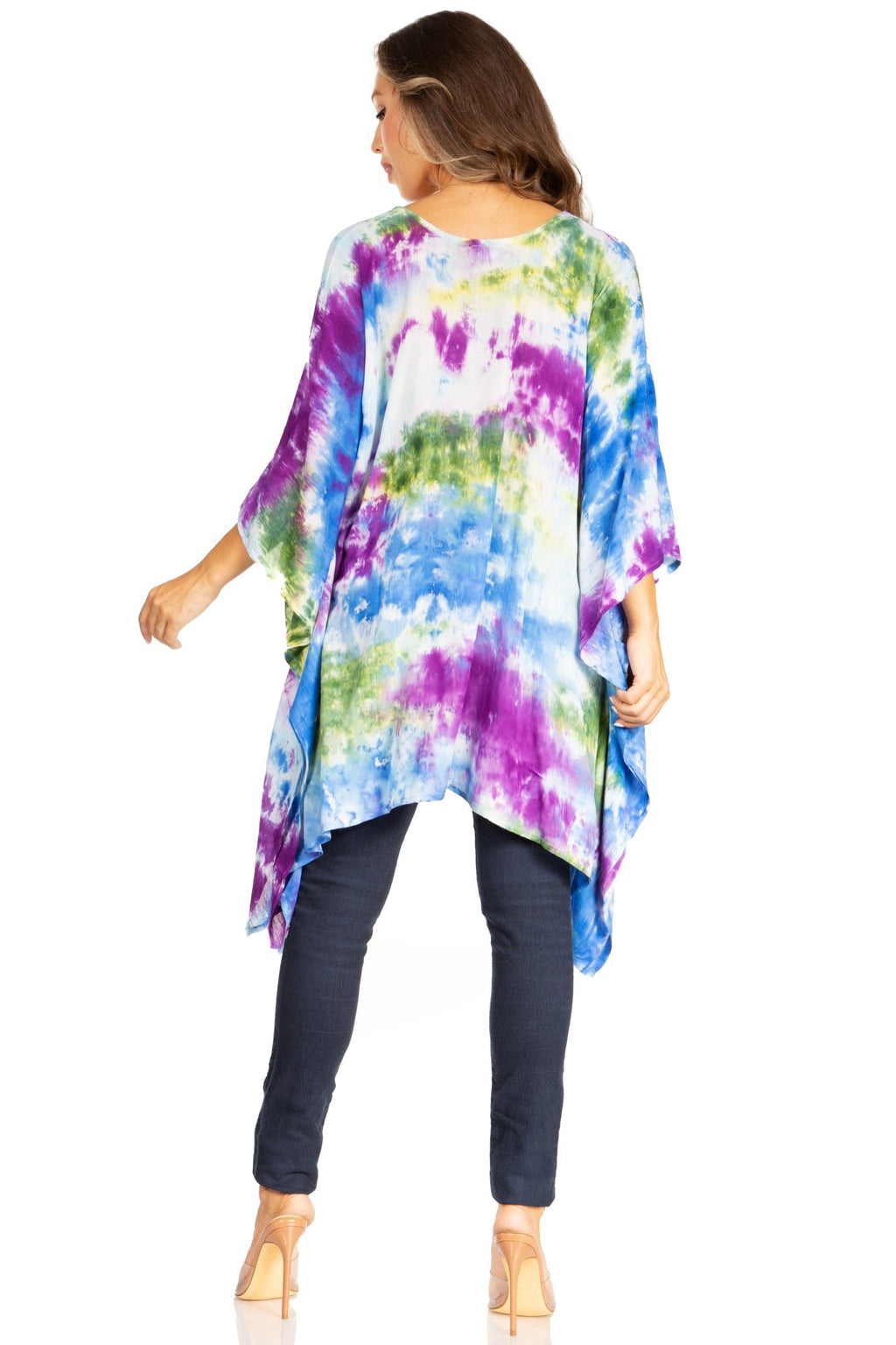 Sakkas Adalwin Second TieDye Desert Sun Circle Ponch Tunic Top Blouse W/Embroidery tops La Vie Bien Sakkas Adalwin Second TieDye Desert Sun Circle Ponch Tunic Top Blouse W/Embroidery