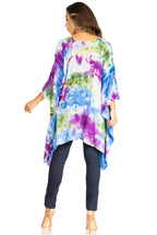 Sakkas Adalwin Second TieDye Desert Sun Circle Ponch Tunic Top Blouse W/Embroidery tops La Vie Bien Sakkas Adalwin Second TieDye Desert Sun Circle Ponch Tunic Top Blouse W/Embroidery