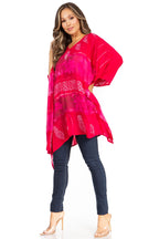 Sakkas Adalwin Second TieDye Desert Sun Circle Ponch Tunic Top Blouse W/Embroidery tops La Vie Bien Sakkas Adalwin Second TieDye Desert Sun Circle Ponch Tunic Top Blouse W/Embroidery