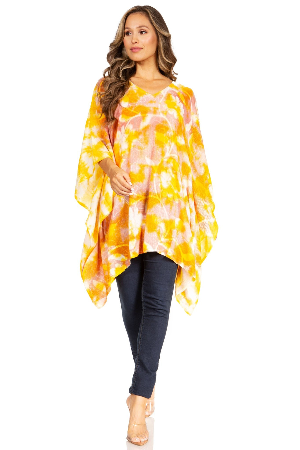 Sakkas Adalwin Second TieDye Desert Sun Circle Ponch Tunic Top Blouse W/Embroidery tops La Vie Bien Sakkas Adalwin Second TieDye Desert Sun Circle Ponch Tunic Top Blouse W/Embroidery