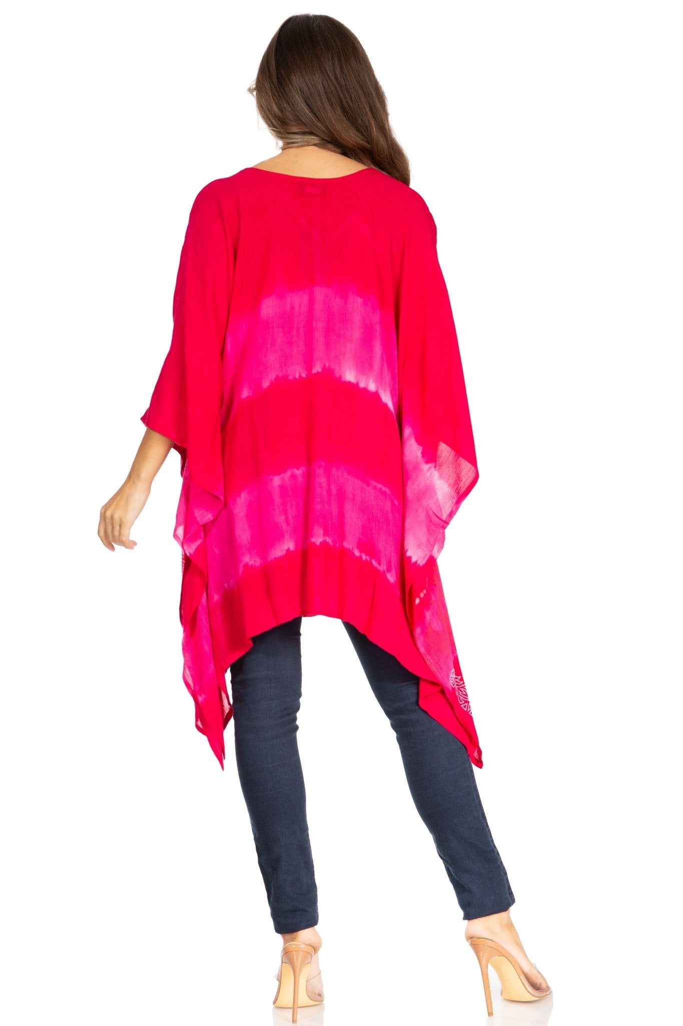 Sakkas Adalwin Second TieDye Desert Sun Circle Ponch Tunic Top Blouse W/Embroidery tops La Vie Bien Sakkas Adalwin Second TieDye Desert Sun Circle Ponch Tunic Top Blouse W/Embroidery