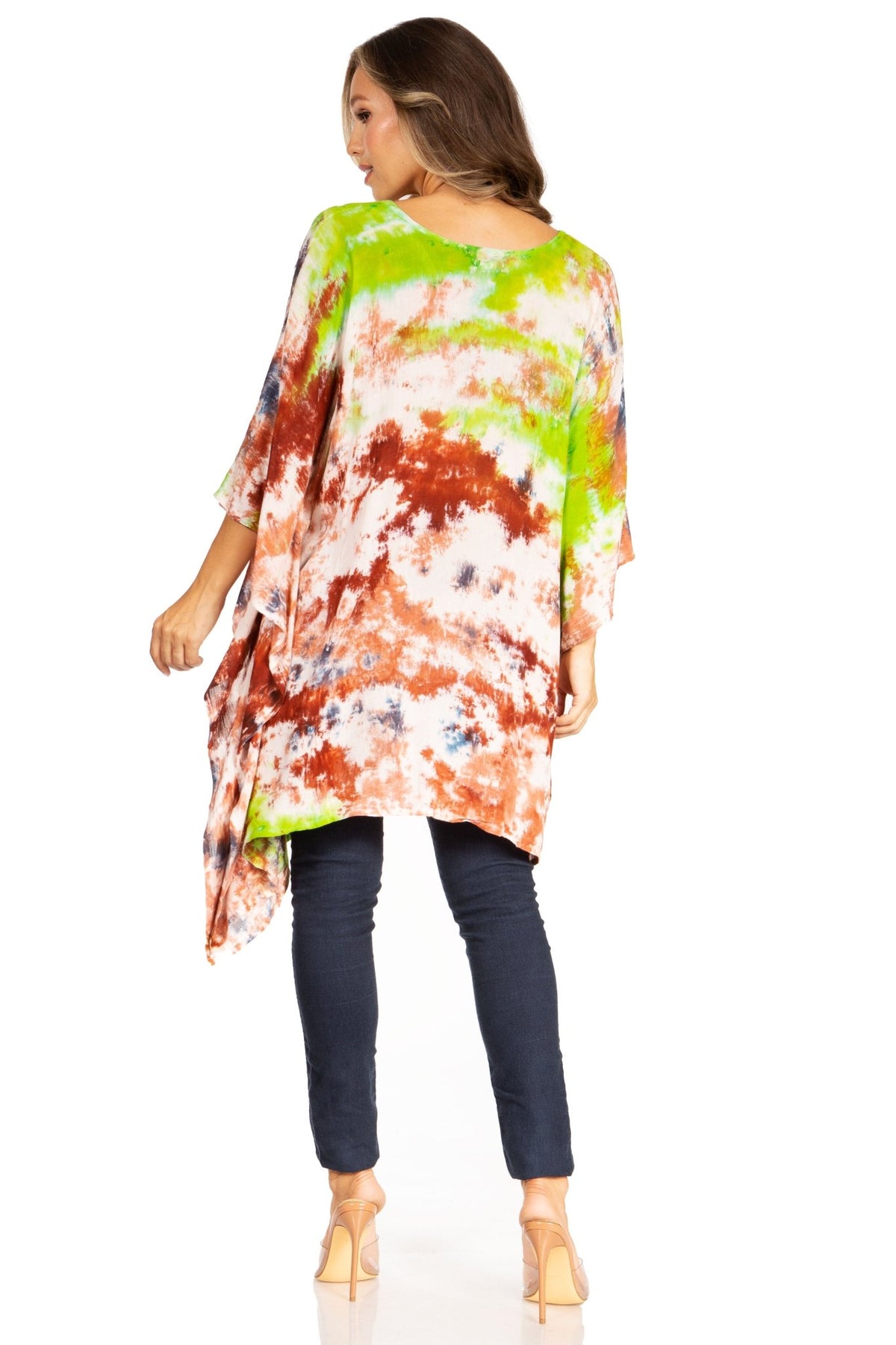 Sakkas Adalwin Second TieDye Desert Sun Circle Ponch Tunic Top Blouse W/Embroidery tops La Vie Bien Sakkas Adalwin Second TieDye Desert Sun Circle Ponch Tunic Top Blouse W/Embroidery