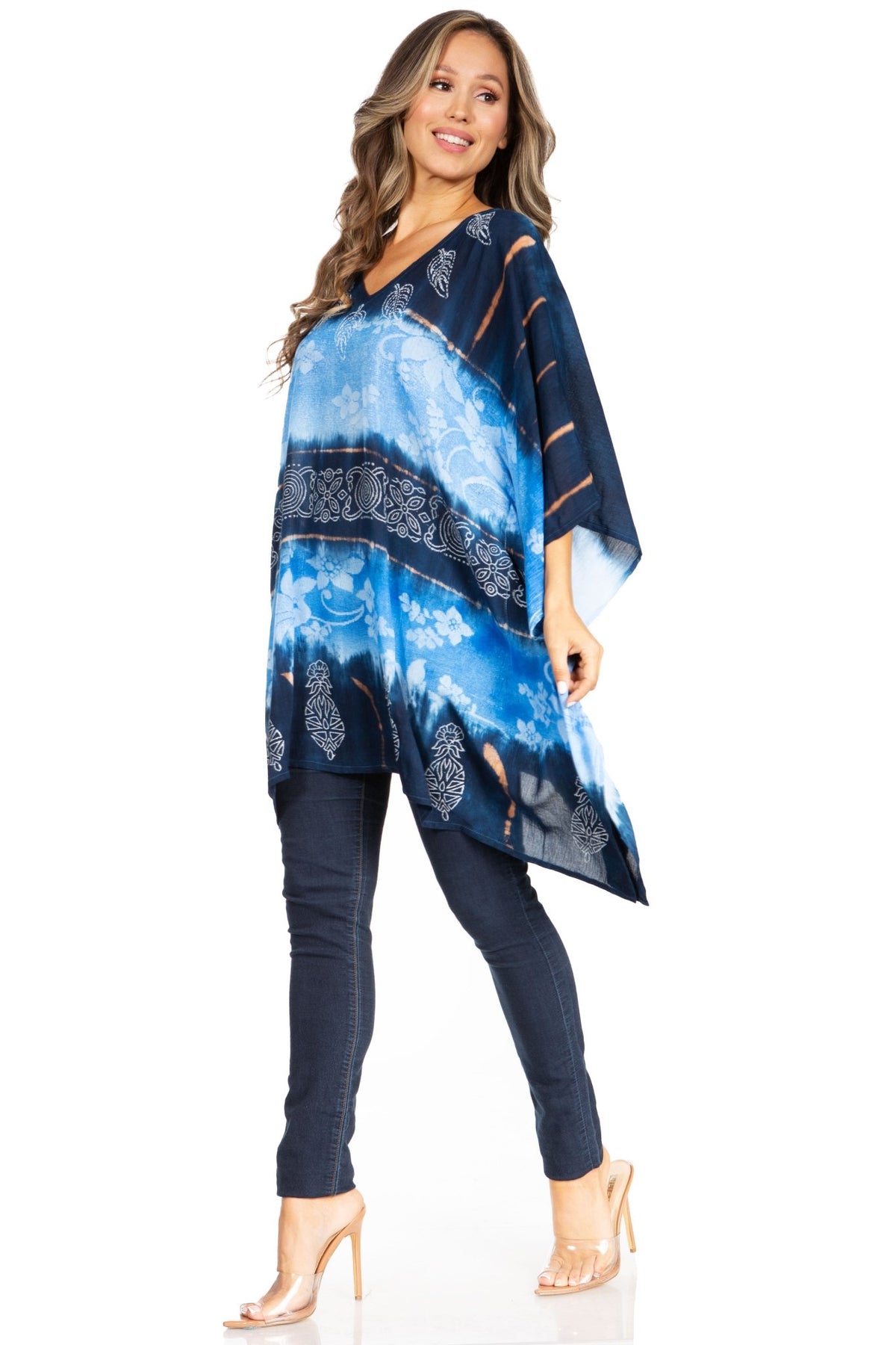 Sakkas Adalwin Second TieDye Desert Sun Circle Ponch Tunic Top Blouse W/Embroidery tops La Vie Bien Sakkas Adalwin Second TieDye Desert Sun Circle Ponch Tunic Top Blouse W/Embroidery