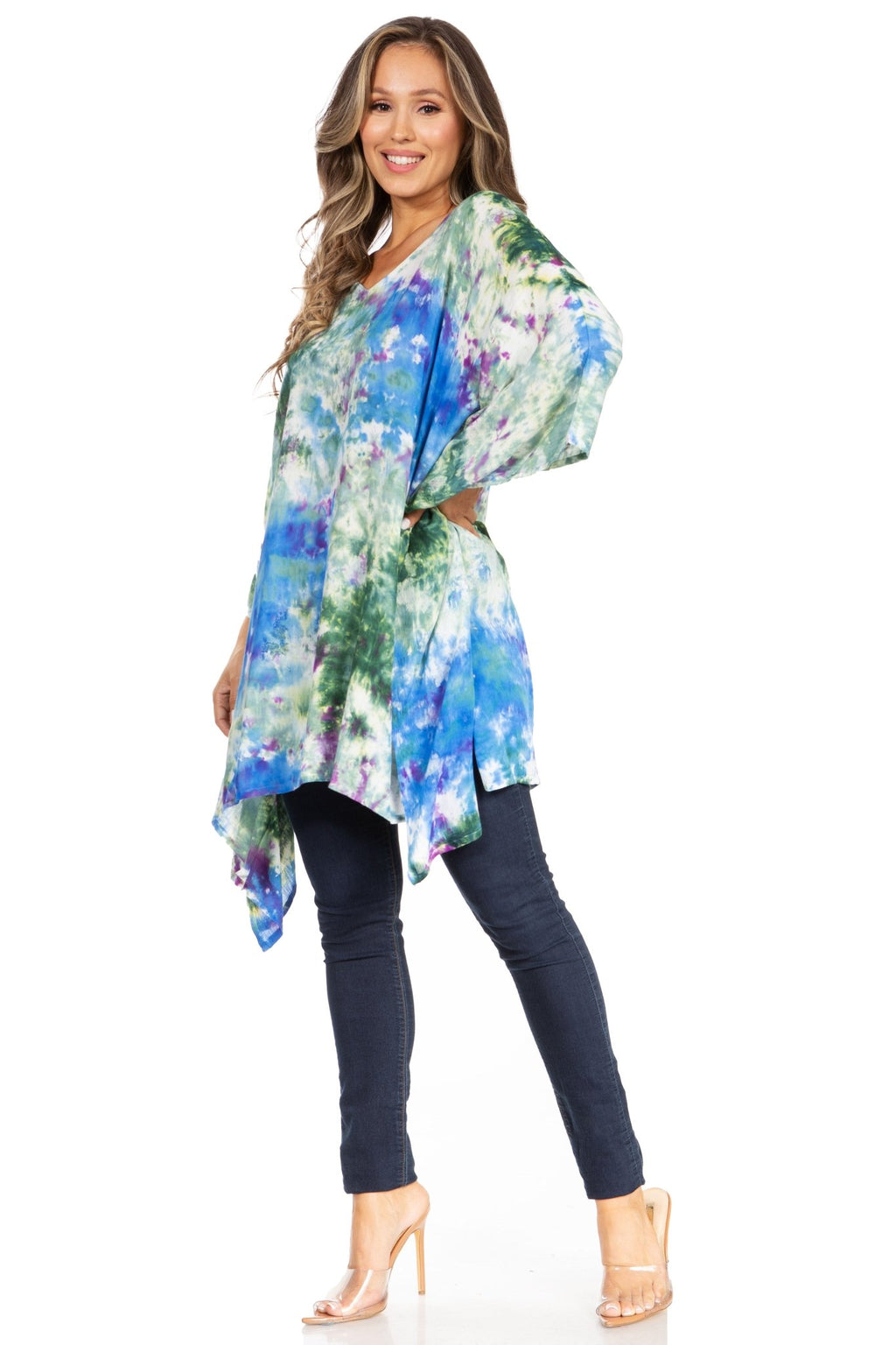 Sakkas Adalwin Second TieDye Desert Sun Circle Ponch Tunic Top Blouse W/Embroidery tops La Vie Bien Sakkas Adalwin Second TieDye Desert Sun Circle Ponch Tunic Top Blouse W/Embroidery
