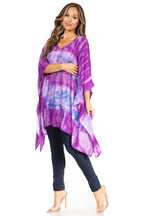 Sakkas Adalwin Second TieDye Desert Sun Circle Ponch Tunic Top Blouse W/Embroidery tops La Vie Bien Sakkas Adalwin Second TieDye Desert Sun Circle Ponch Tunic Top Blouse W/Embroidery