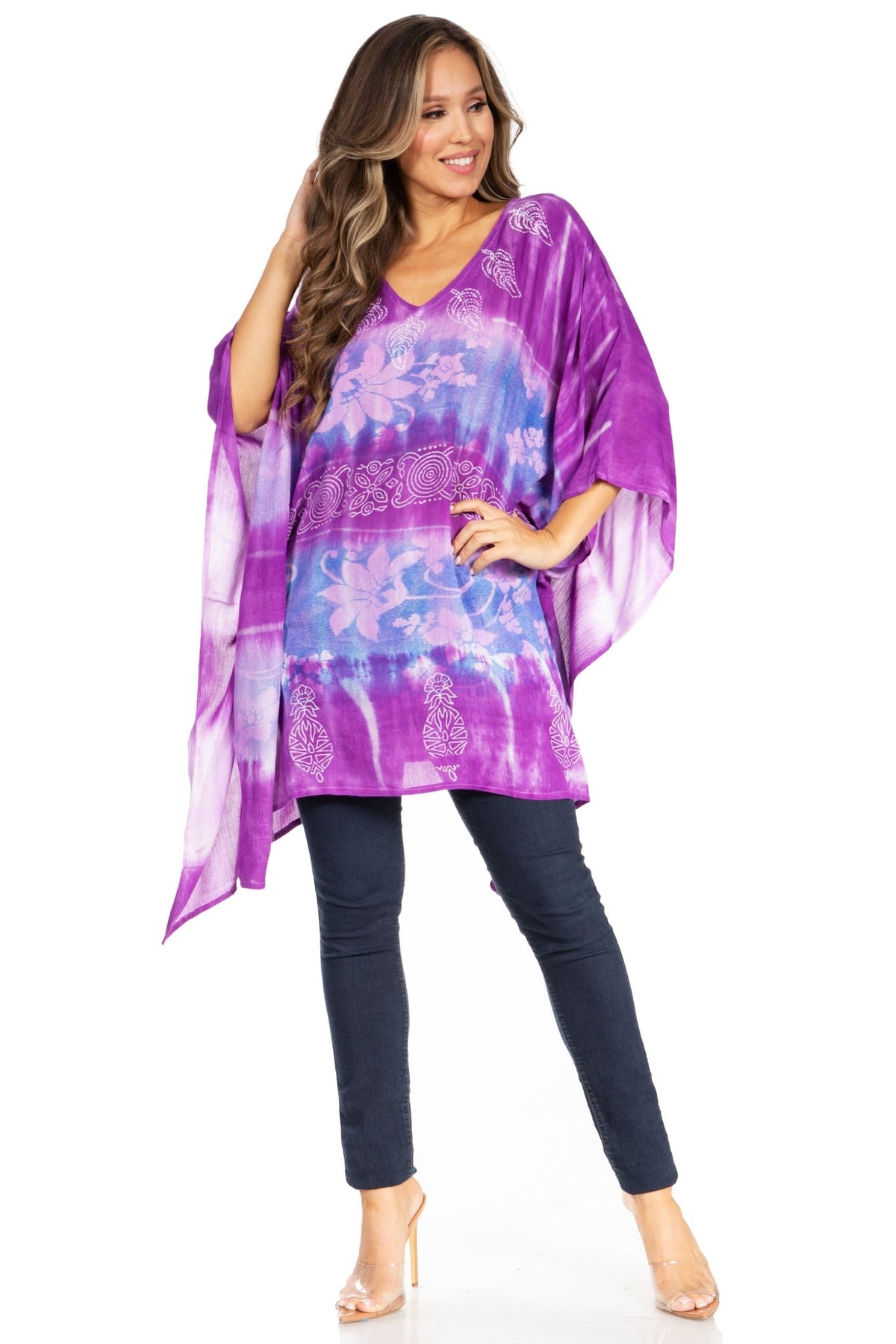 Sakkas Adalwin Second TieDye Desert Sun Circle Ponch Tunic Top Blouse W/Embroidery tops La Vie Bien Sakkas Adalwin Second TieDye Desert Sun Circle Ponch Tunic Top Blouse W/Embroidery
