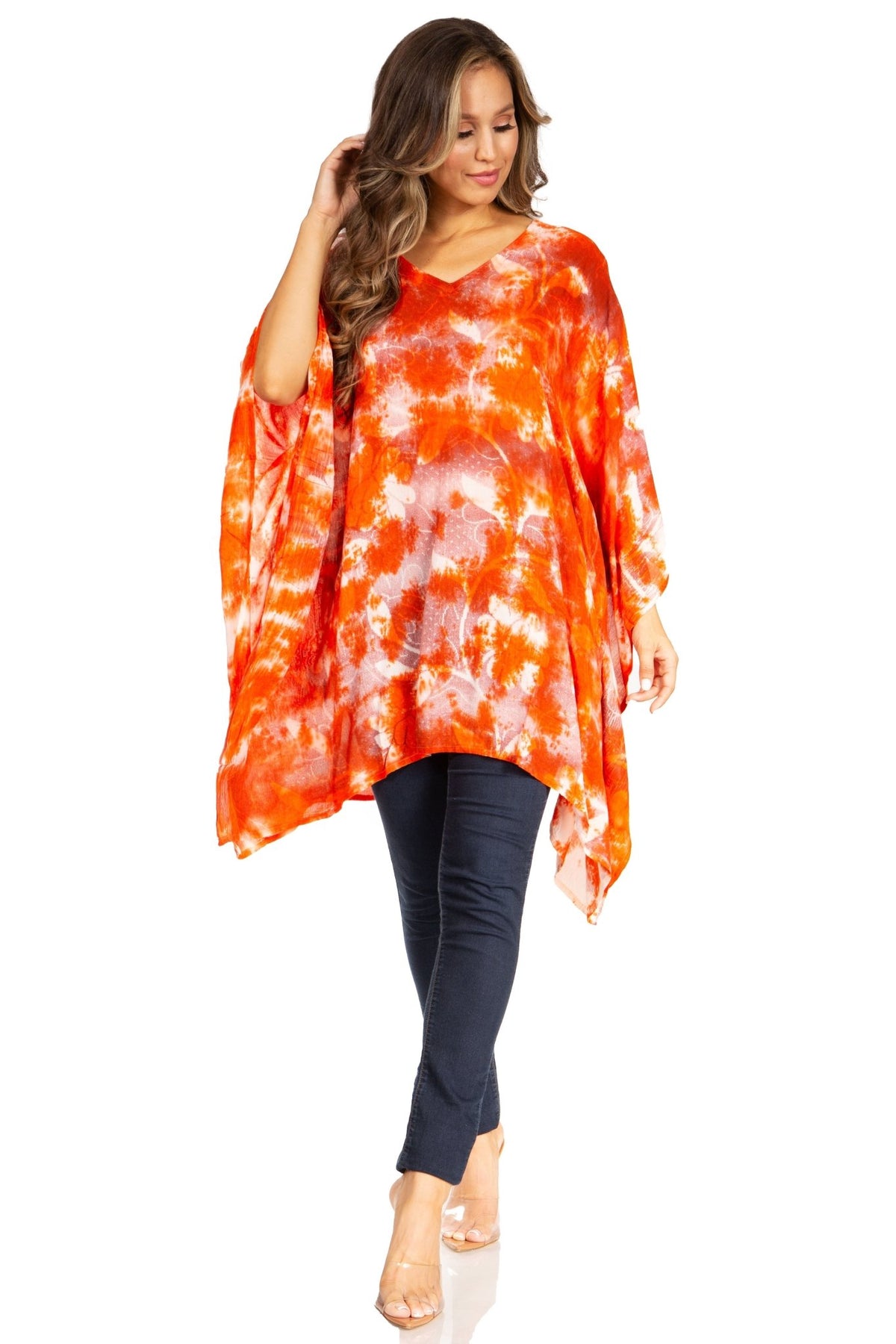 Sakkas Adalwin Second TieDye Desert Sun Circle Ponch Tunic Top Blouse W/Embroidery tops La Vie Bien Sakkas Adalwin Second TieDye Desert Sun Circle Ponch Tunic Top Blouse W/Embroidery
