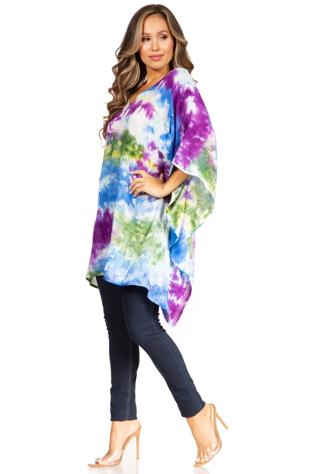 Sakkas Adalwin Second TieDye Desert Sun Circle Ponch Tunic Top Blouse W/Embroidery tops La Vie Bien Sakkas Adalwin Second TieDye Desert Sun Circle Ponch Tunic Top Blouse W/Embroidery