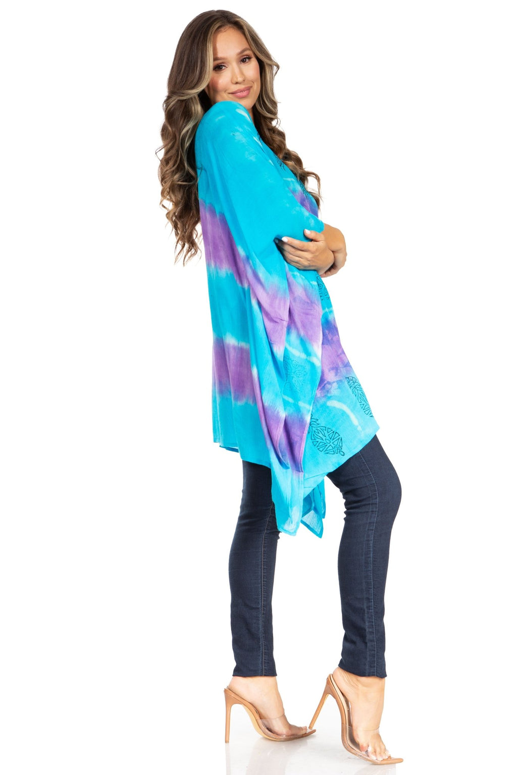 Sakkas Adalwin Second TieDye Desert Sun Circle Ponch Tunic Top Blouse W/Embroidery tops La Vie Bien Sakkas Adalwin Second TieDye Desert Sun Circle Ponch Tunic Top Blouse W/Embroidery