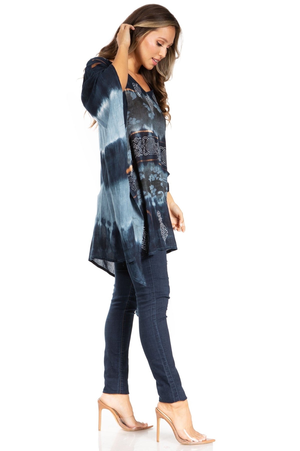 Sakkas Adalwin Second TieDye Desert Sun Circle Ponch Tunic Top Blouse W/Embroidery tops La Vie Bien Sakkas Adalwin Second TieDye Desert Sun Circle Ponch Tunic Top Blouse W/Embroidery