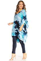 Sakkas Adalwin Second TieDye Desert Sun Circle Ponch Tunic Top Blouse W/Embroidery tops La Vie Bien Sakkas Adalwin Second TieDye Desert Sun Circle Ponch Tunic Top Blouse W/Embroidery