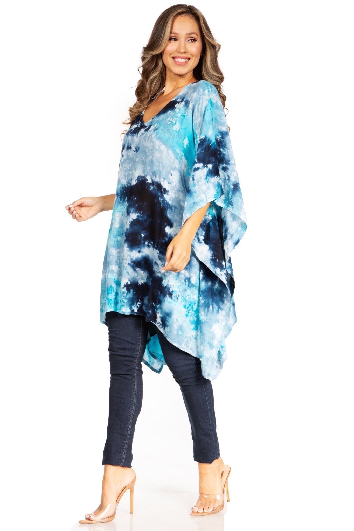 Sakkas Adalwin Second TieDye Desert Sun Circle Ponch Tunic Top Blouse W/Embroidery tops La Vie Bien Sakkas Adalwin Second TieDye Desert Sun Circle Ponch Tunic Top Blouse W/Embroidery