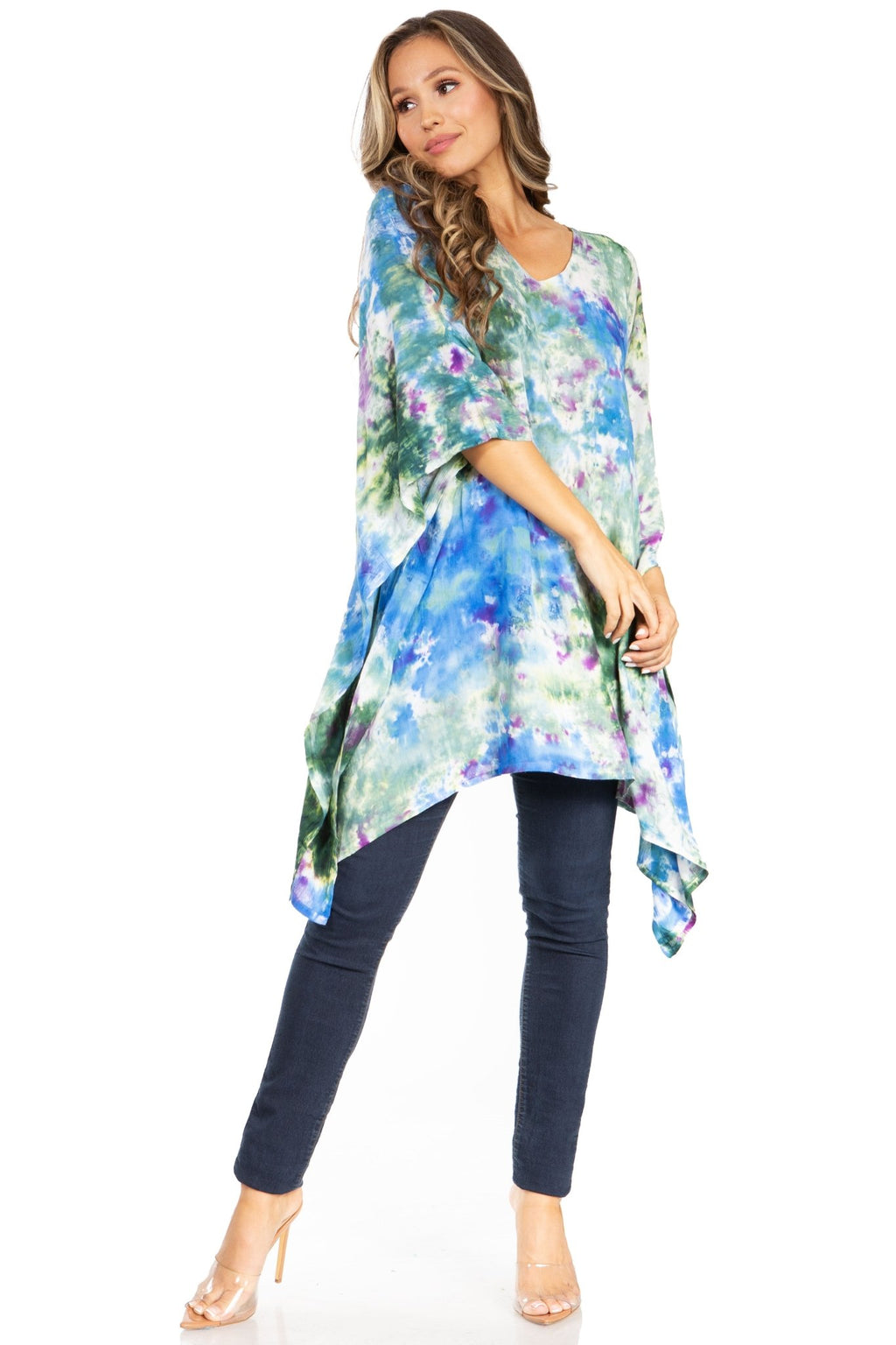 Sakkas Adalwin Second TieDye Desert Sun Circle Ponch Tunic Top Blouse W/Embroidery tops La Vie Bien Sakkas Adalwin Second TieDye Desert Sun Circle Ponch Tunic Top Blouse W/Embroidery