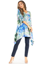 Sakkas Adalwin Second TieDye Desert Sun Circle Ponch Tunic Top Blouse W/Embroidery tops La Vie Bien Sakkas Adalwin Second TieDye Desert Sun Circle Ponch Tunic Top Blouse W/Embroidery