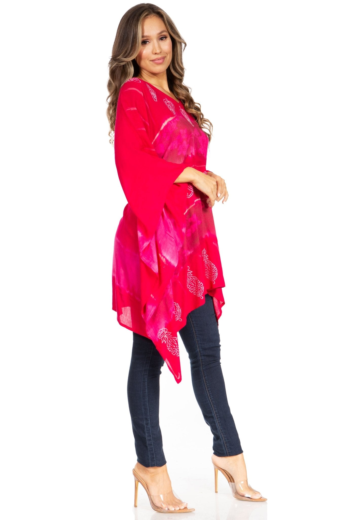 Sakkas Adalwin Second TieDye Desert Sun Circle Ponch Tunic Top Blouse W/Embroidery tops La Vie Bien Sakkas Adalwin Second TieDye Desert Sun Circle Ponch Tunic Top Blouse W/Embroidery