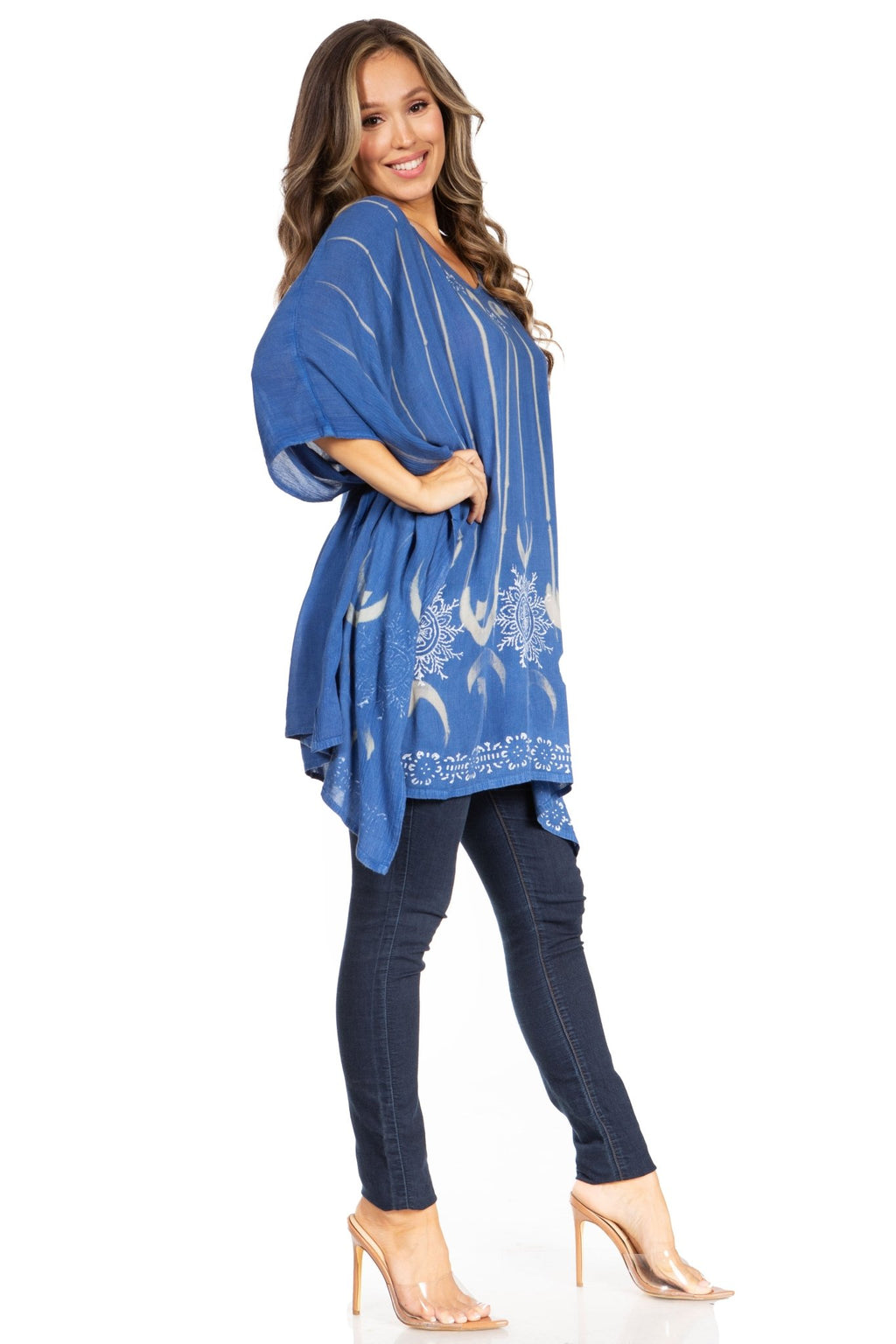 Sakkas Adalwin Third Tie Dye Desert Sun Circle Ponch Tunic Top Blouse W/Embroidery tops La Vie Bien Sakkas Adalwin Third Tie Dye Desert Sun Circle Ponch Tunic Top Blouse W/Embroidery