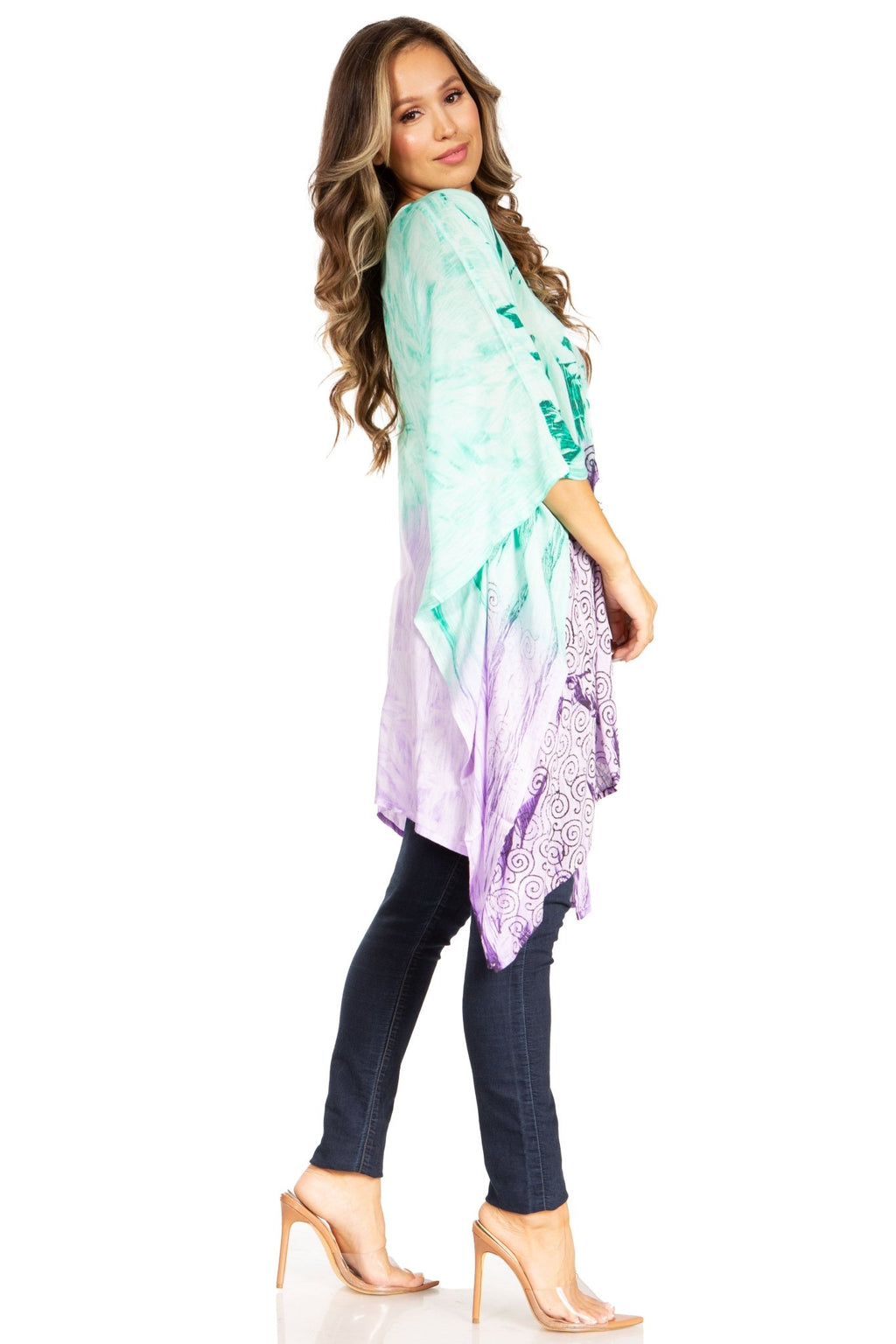 Sakkas Adalwin Third Tie Dye Desert Sun Circle Ponch Tunic Top Blouse W/Embroidery tops La Vie Bien Sakkas Adalwin Third Tie Dye Desert Sun Circle Ponch Tunic Top Blouse W/Embroidery