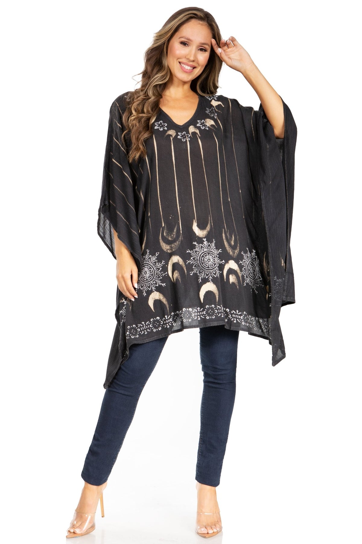 Sakkas Adalwin Third Tie Dye Desert Sun Circle Ponch Tunic Top Blouse W/Embroidery tops La Vie Bien Sakkas Adalwin Third Tie Dye Desert Sun Circle Ponch Tunic Top Blouse W/Embroidery
