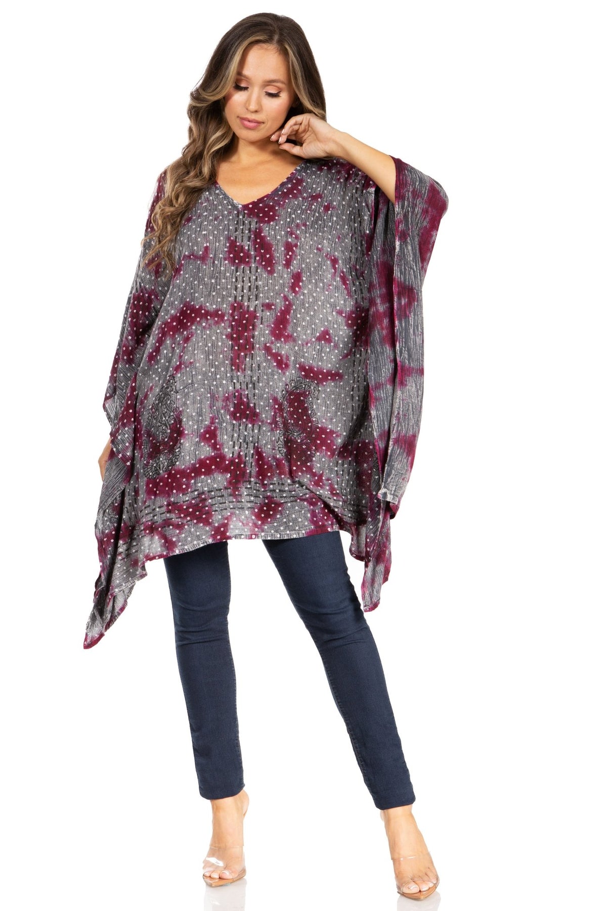 Sakkas Adalwin Third Tie Dye Desert Sun Circle Ponch Tunic Top Blouse W/Embroidery tops La Vie Bien Sakkas Adalwin Third Tie Dye Desert Sun Circle Ponch Tunic Top Blouse W/Embroidery